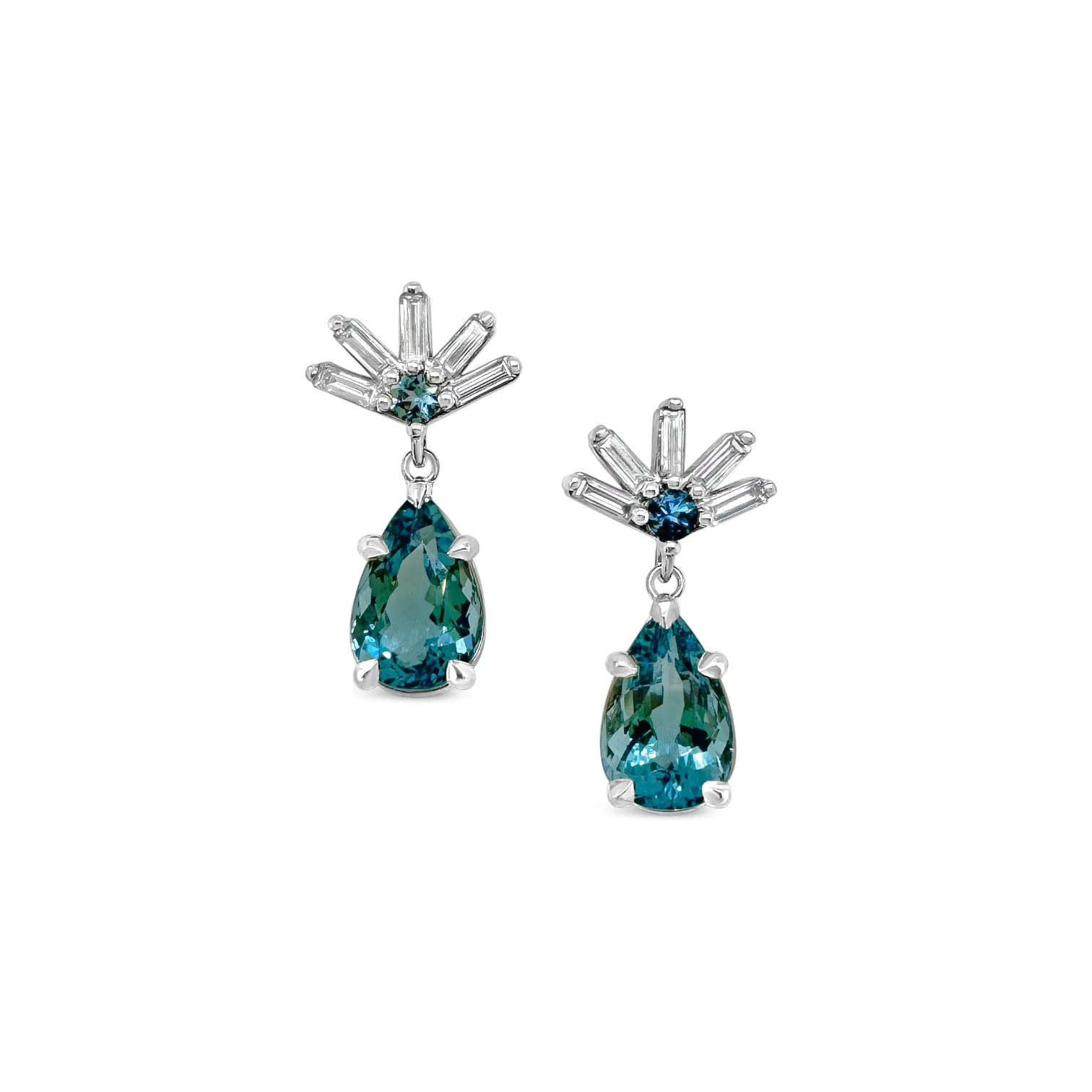 Aquamarine & Diamond Deco Drop Earrings