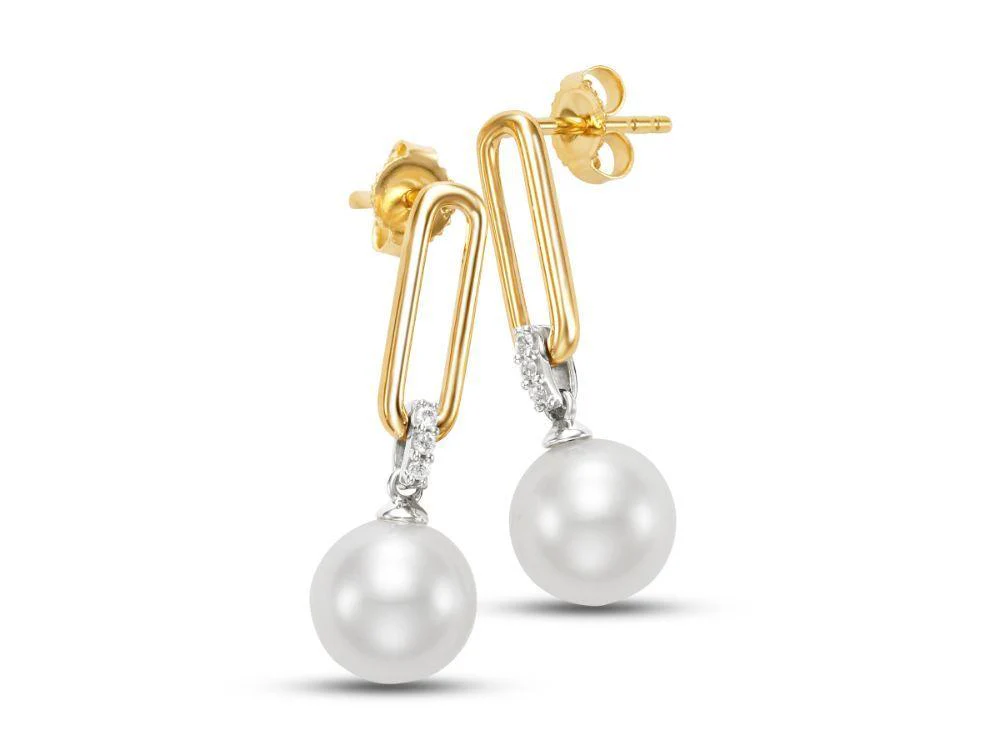 Aurelia Freshwater Pearl Link Drop Earrings - Image 2