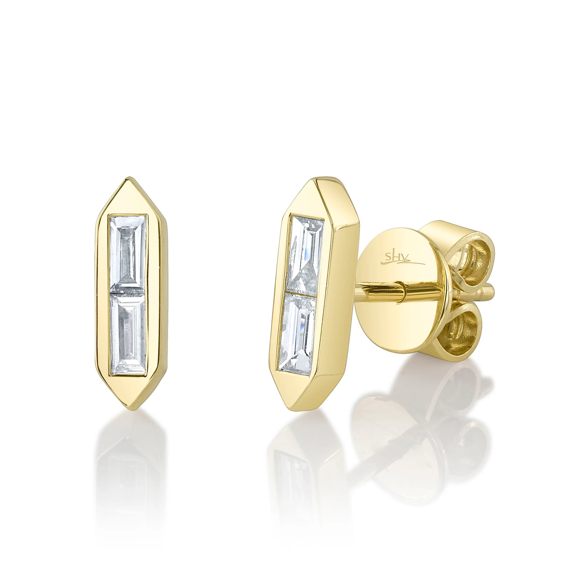 Baguette Diamond Bar Studs