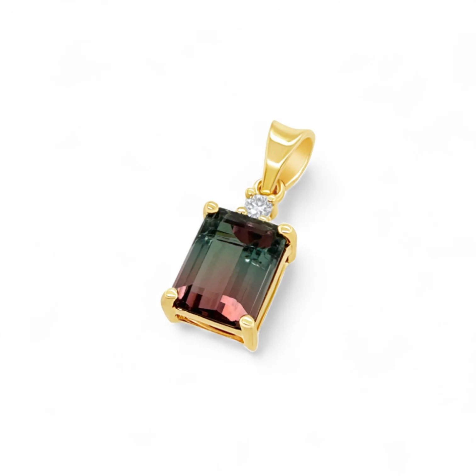 Bi-Color Tourmaline & Diamond Pendant - Image 3
