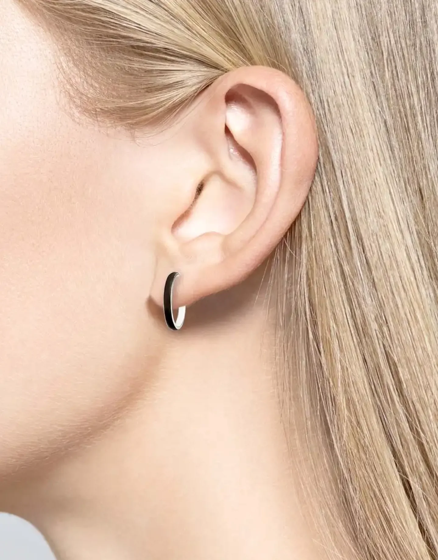 Black Enamel Hoop Earrings - Image 2