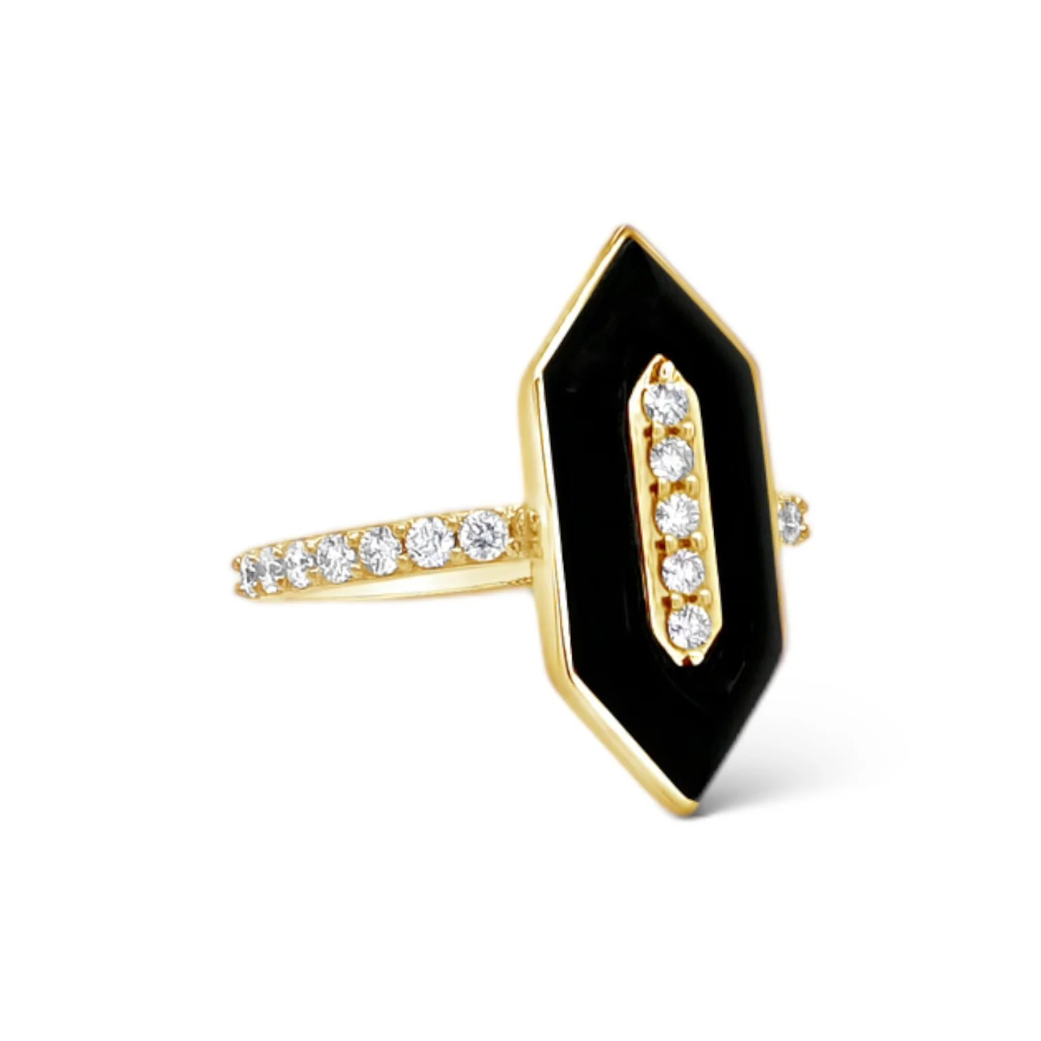 Black Onyx & Diamond Deco Ring - Image 2