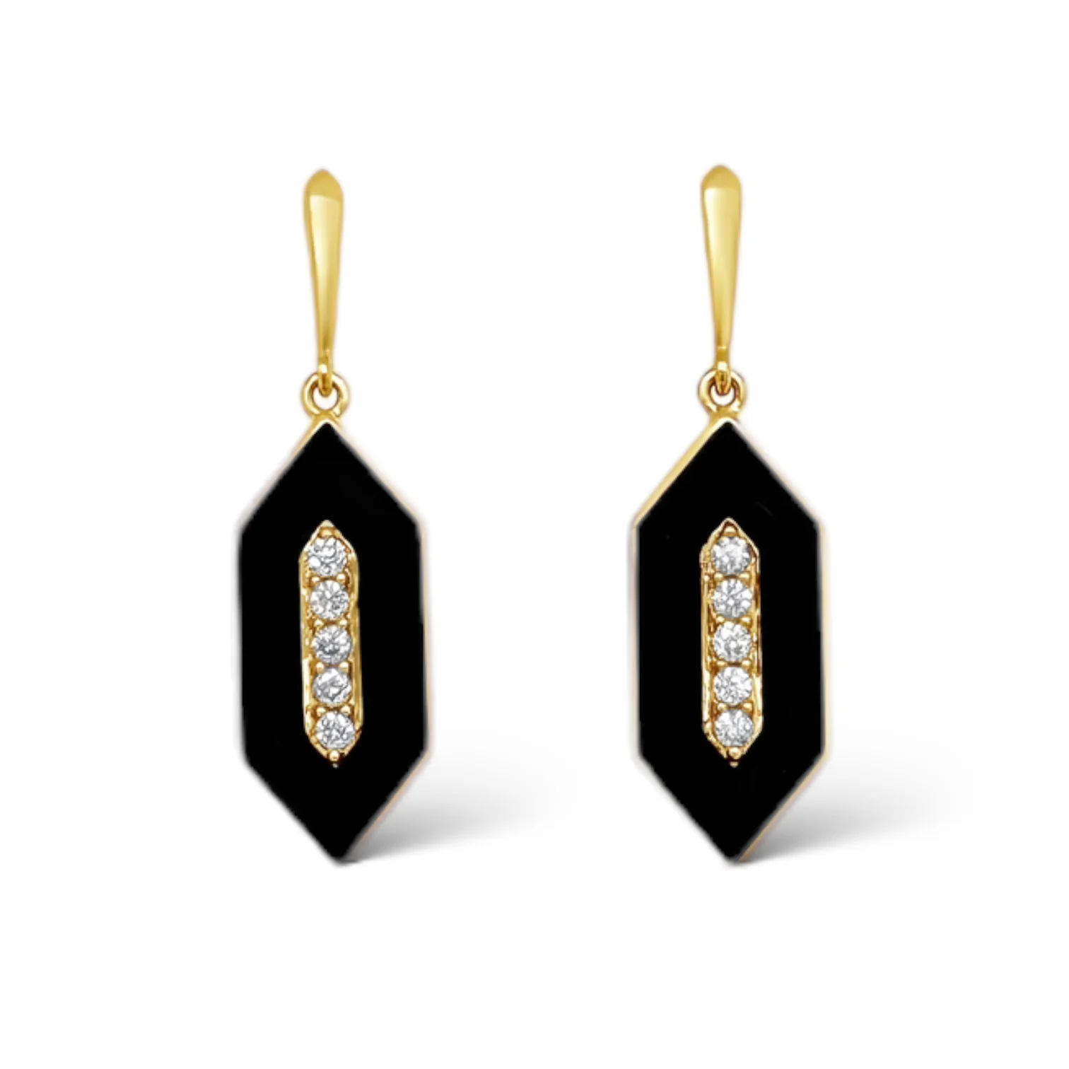 Black Onyx & Diamond Drop Earrings