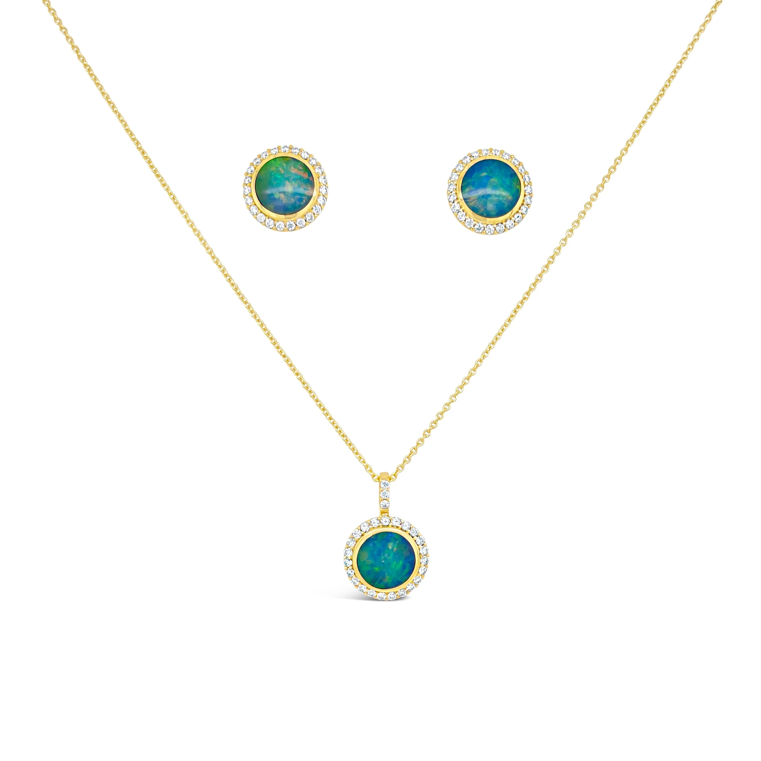 Black Opal & Diamond Halo Stud Earrings - Image 2