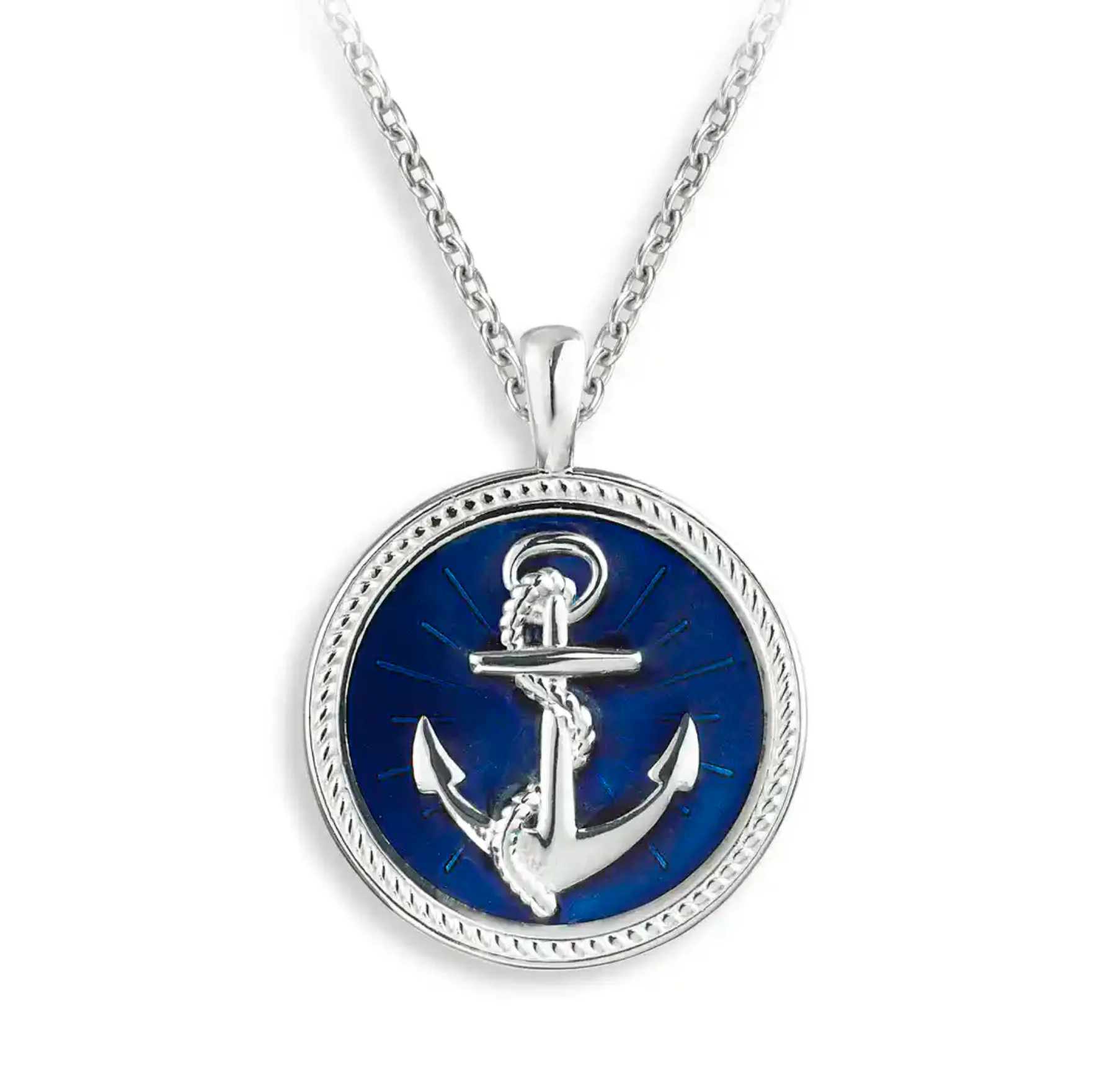 Blue Enamel Anchor Necklace