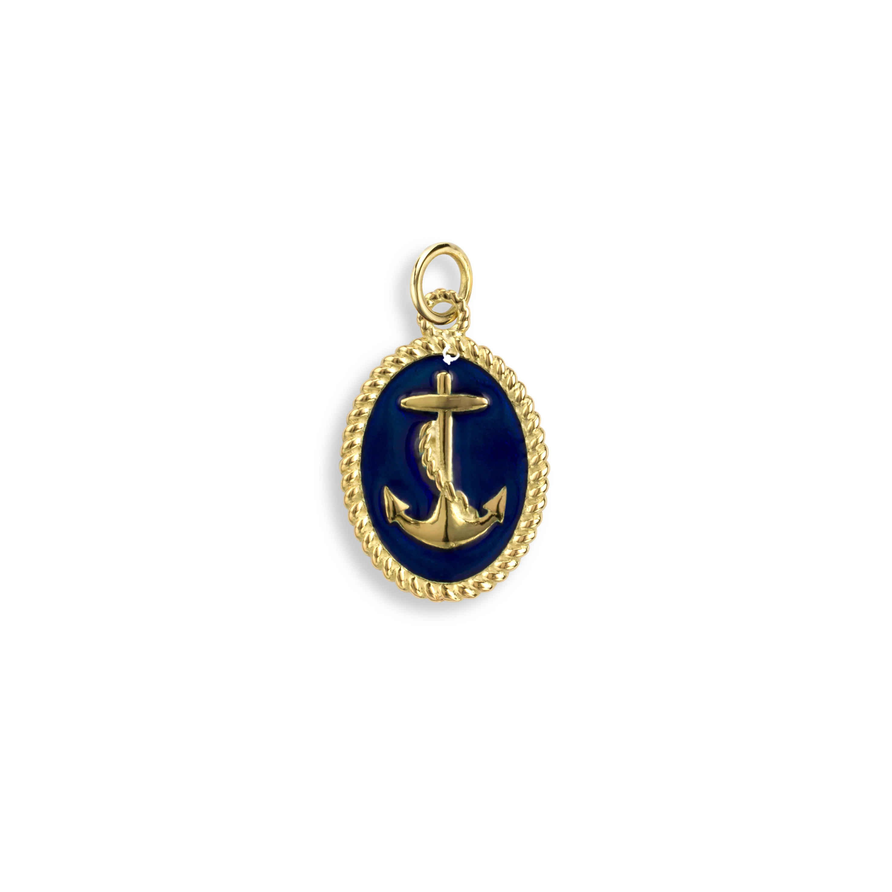 Blue Enamel Anchor Pendant