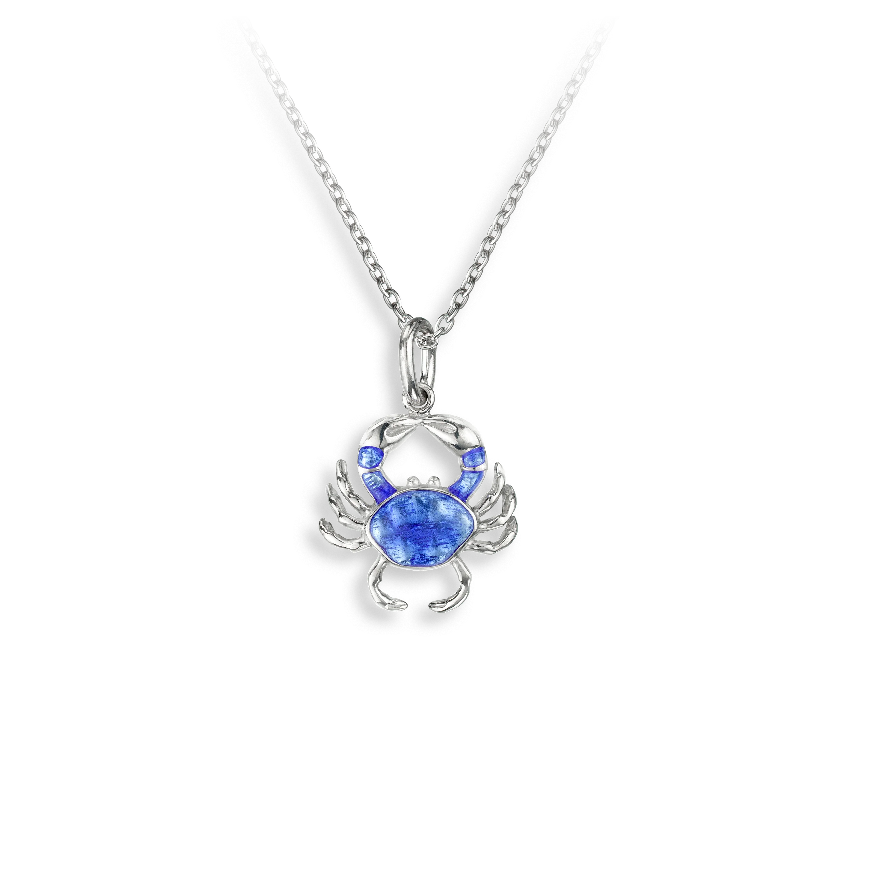 Blue Enamel Crab Necklace