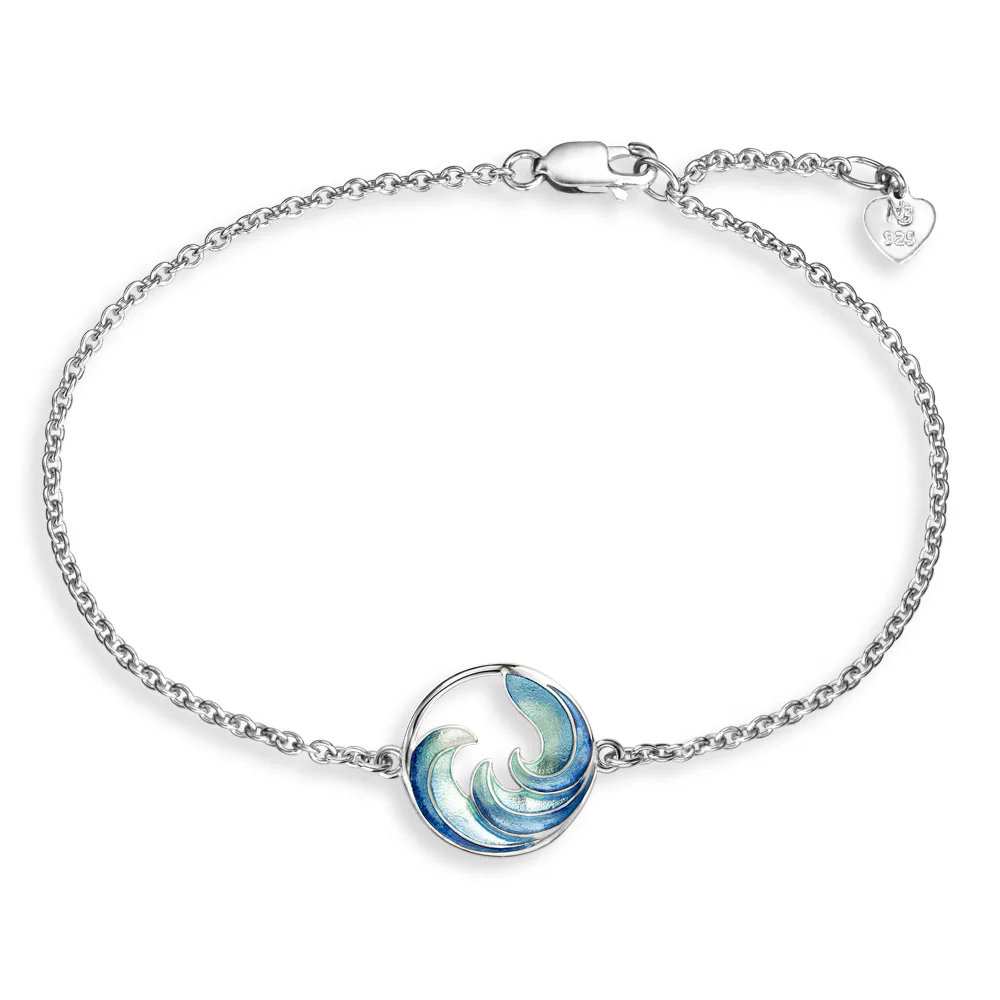 Blue Enamel Ocean Wave Bracelet