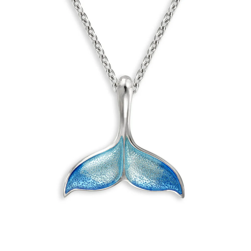Blue Enamel Whale Fluke Necklace