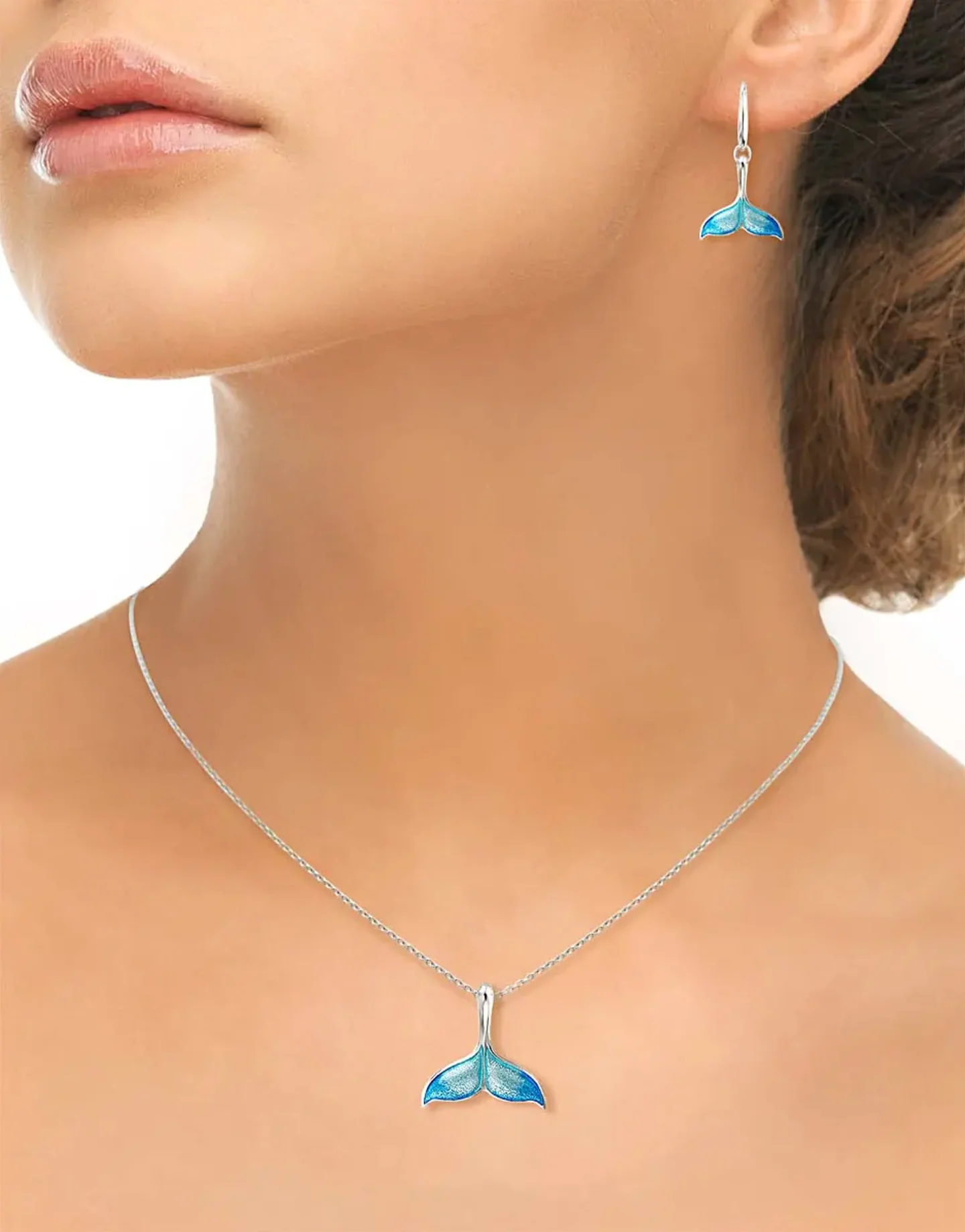 Blue Enamel Whale Fluke Necklace - Image 2