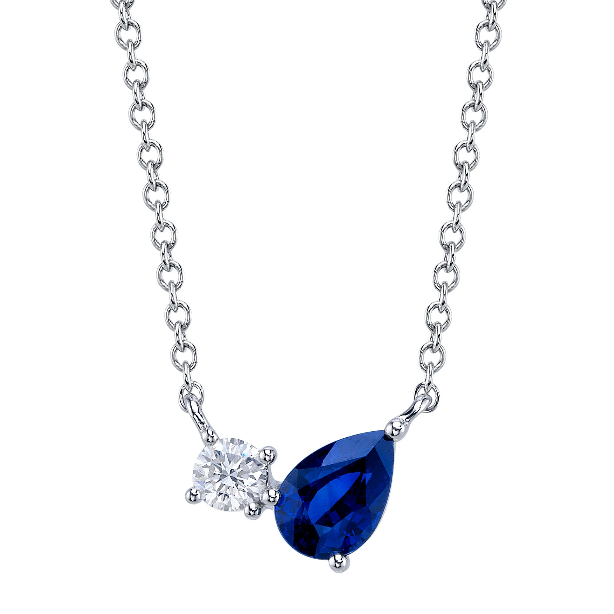 Blue Sapphire & Diamond Duet Necklace