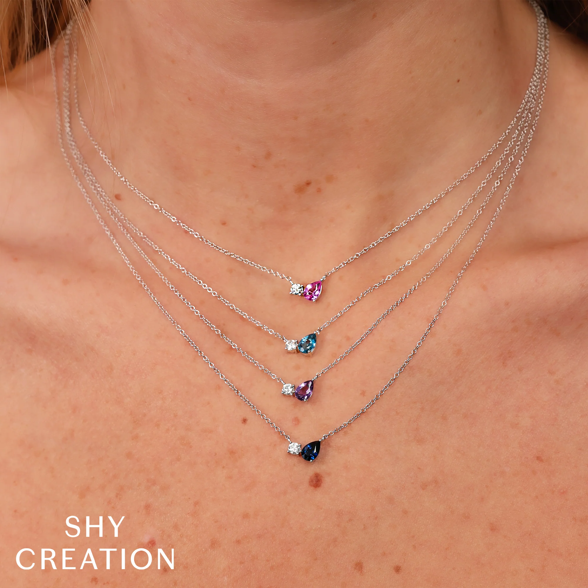 Blue Sapphire & Diamond Duet Necklace - Image 2