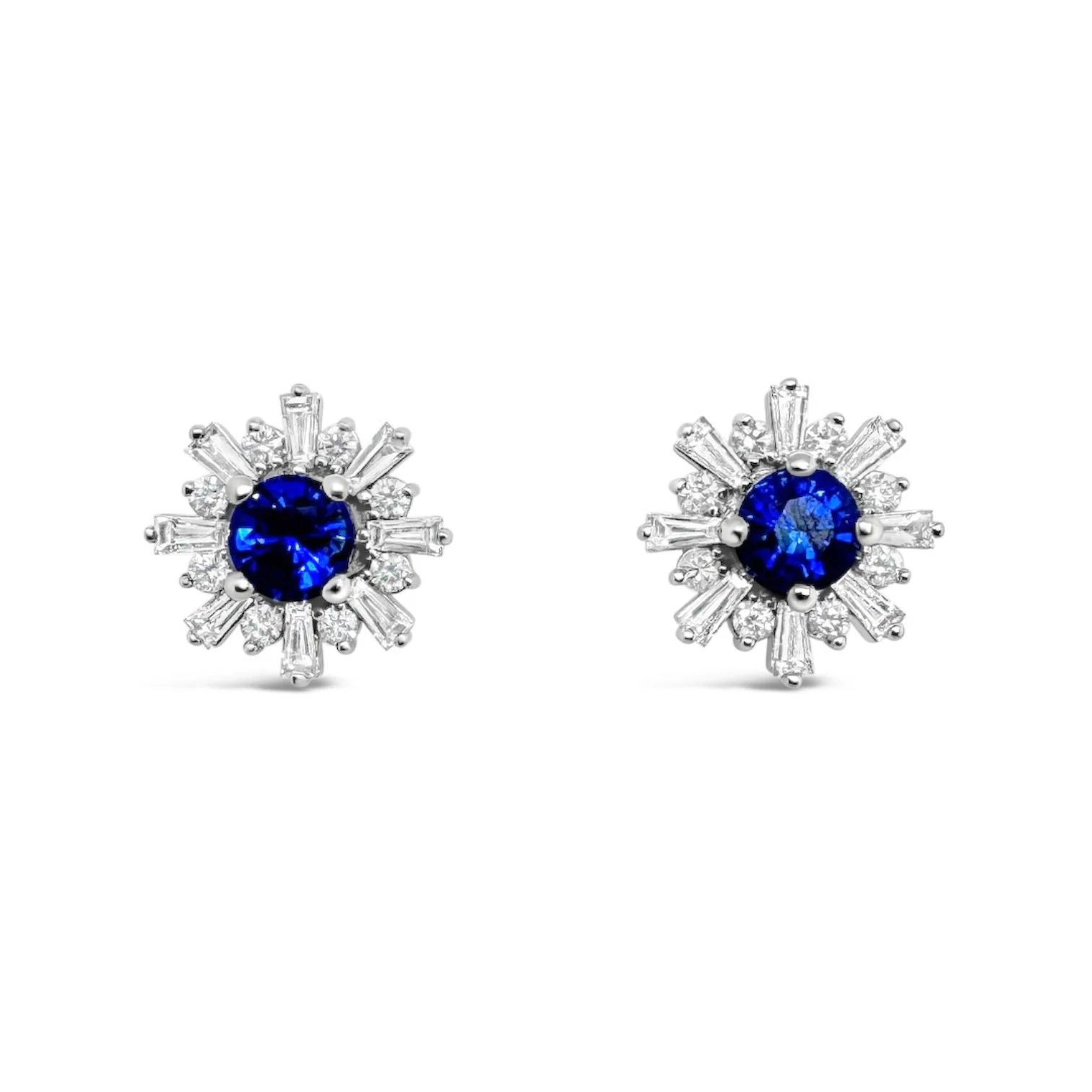 Blue Sapphire & Diamond "Firework" Stud Earrings