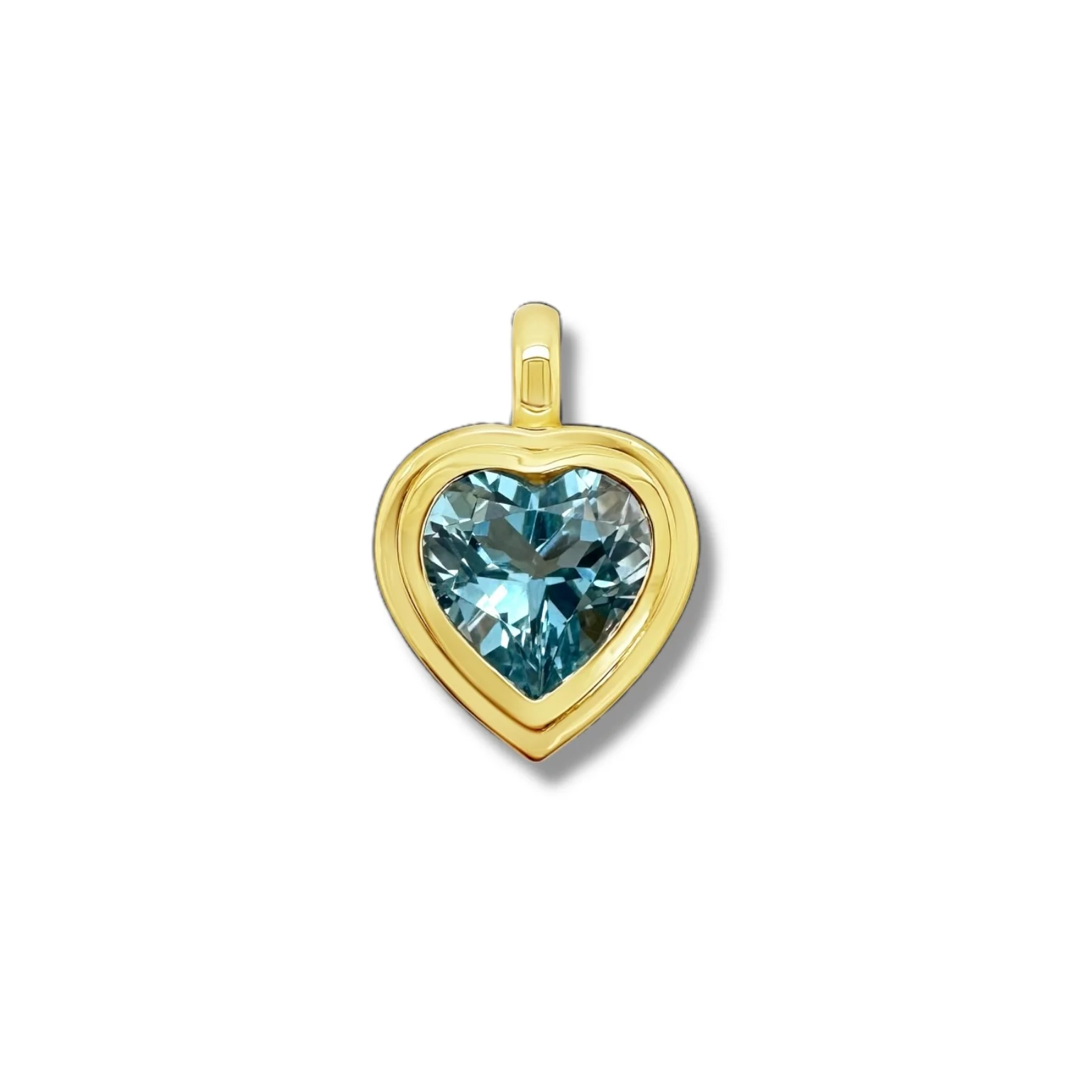 Blue Topaz Heart Stepped Bezel Pendant