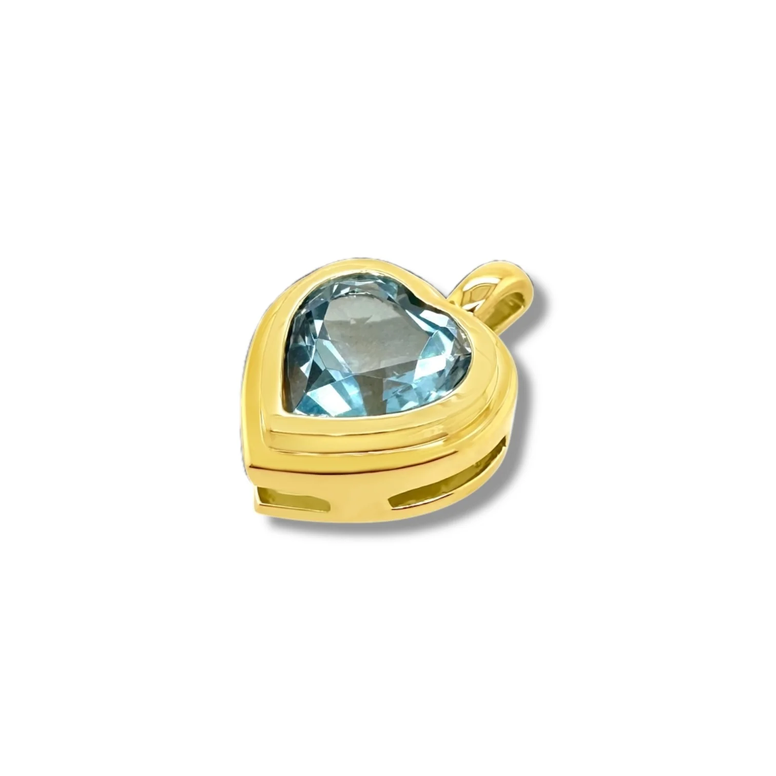 Blue Topaz Heart Stepped Bezel Pendant - Image 2