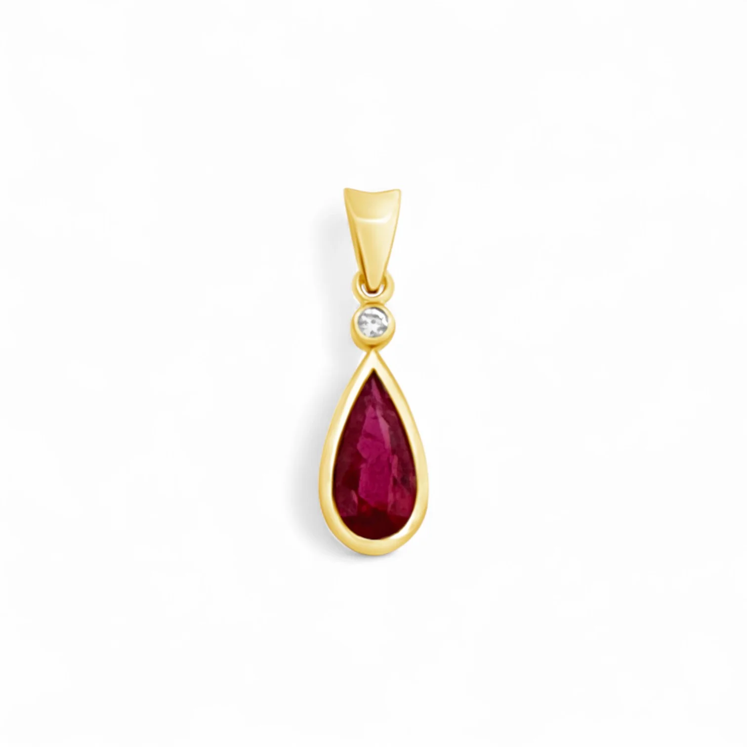 Brushed Gold Ruby & Diamond Pendant - Image 2