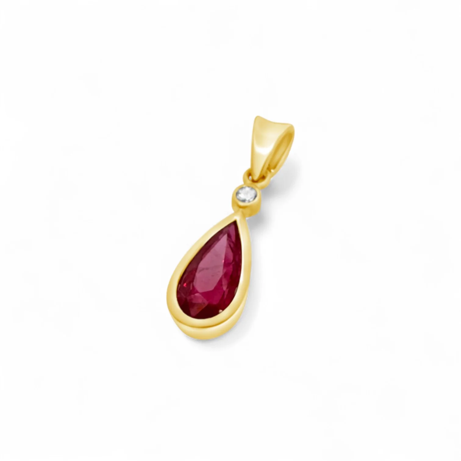 Brushed Gold Ruby & Diamond Pendant - Image 3