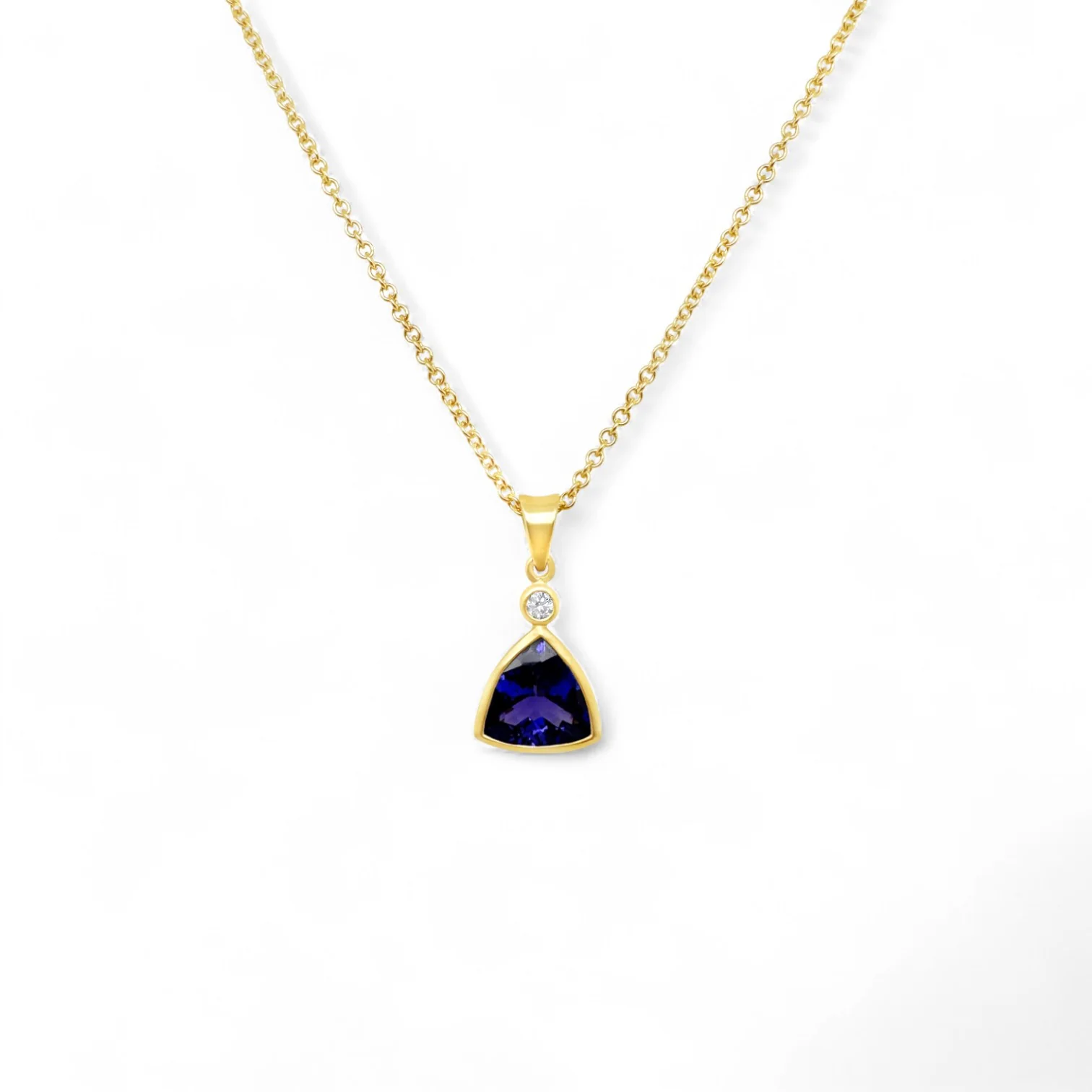Brushed Gold Tanzanite & Diamond Pendant
