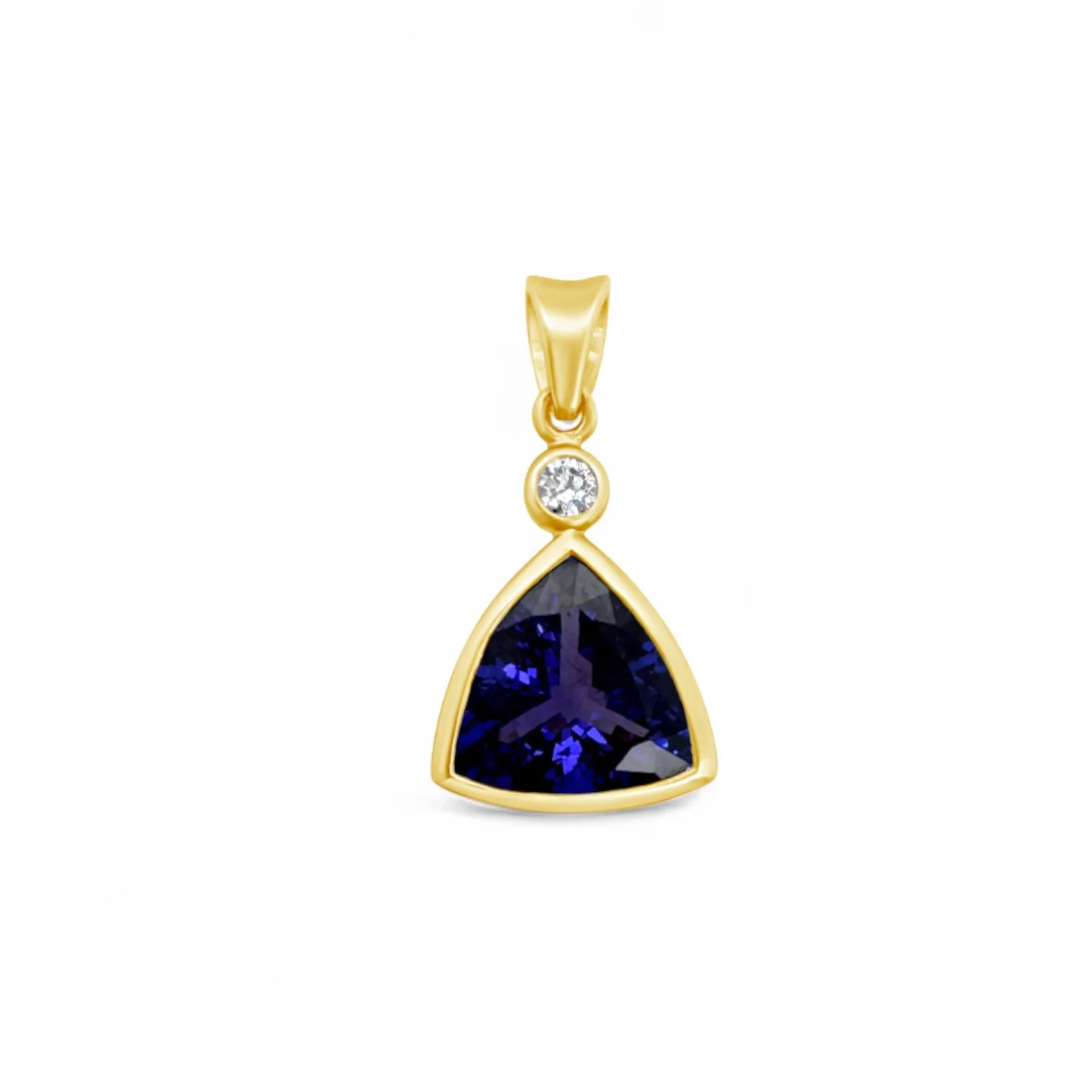 Brushed Gold Tanzanite & Diamond Pendant - Image 2