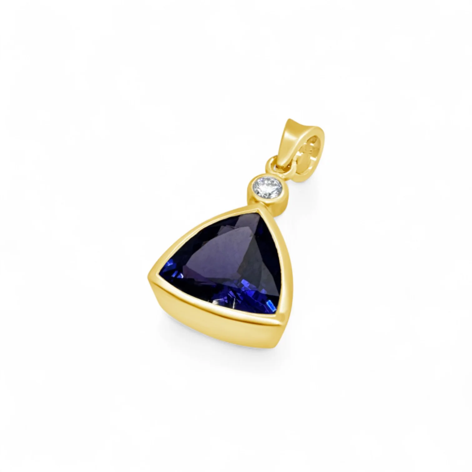 Brushed Gold Tanzanite & Diamond Pendant - Image 3