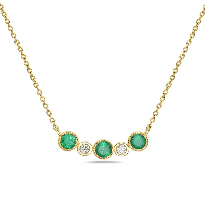Bubble Bezel Emerald & Diamond Necklace