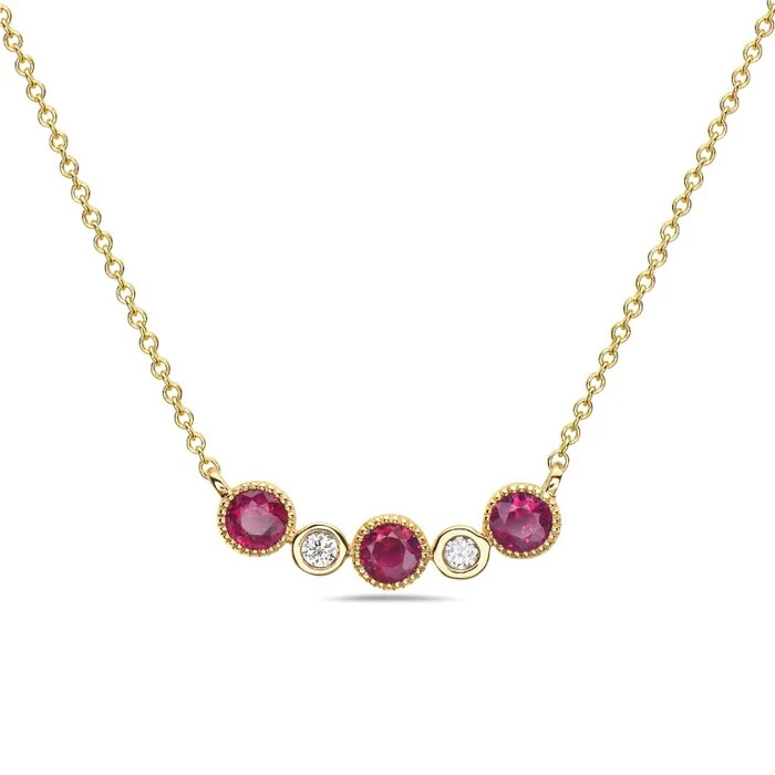 Bubble Bezel Ruby & Diamond Necklace