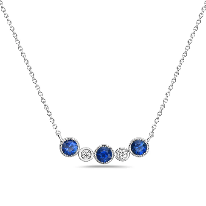 Bubble Bezel Sapphire & Diamond Necklace