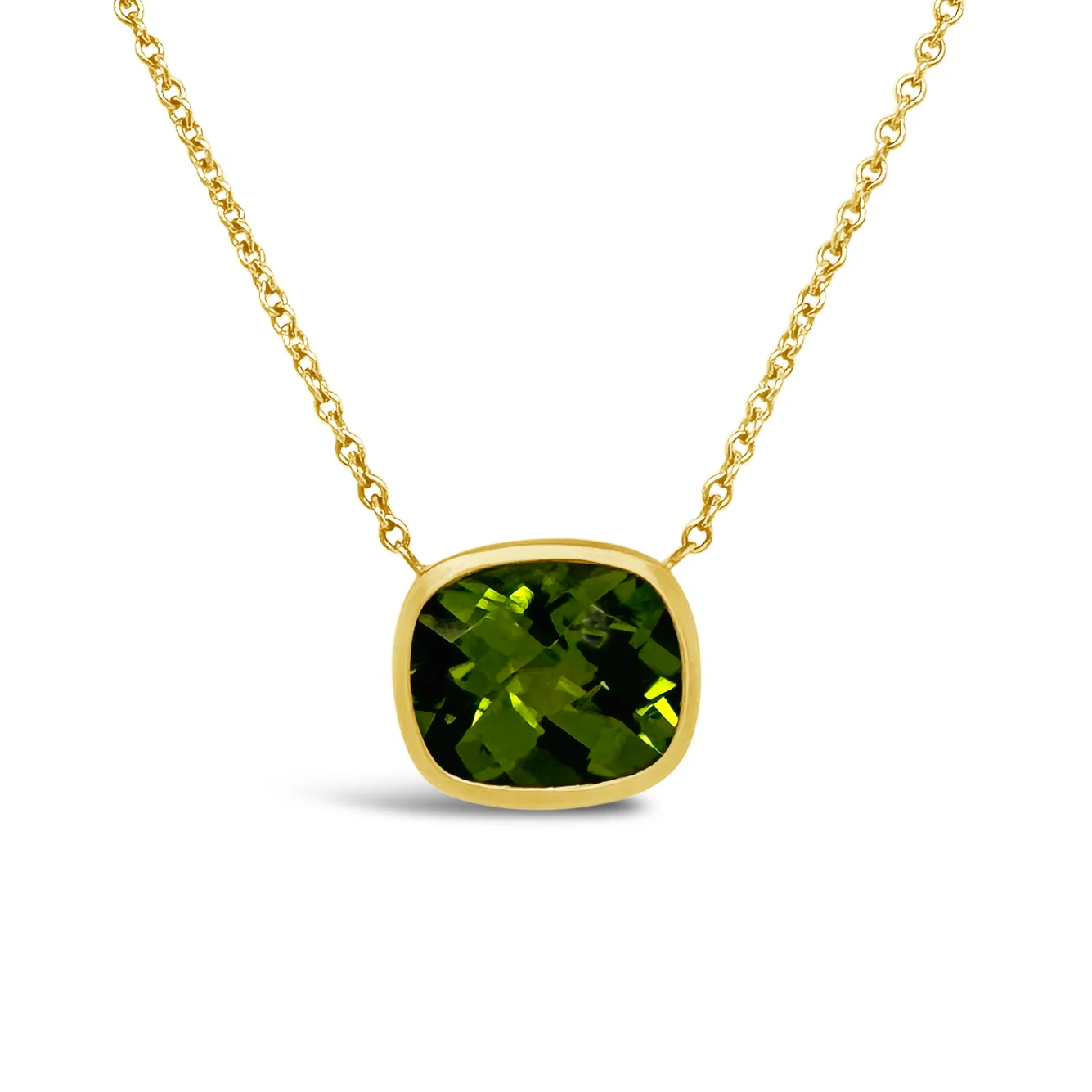 Burmese Peridot Brushed Bezel Necklace