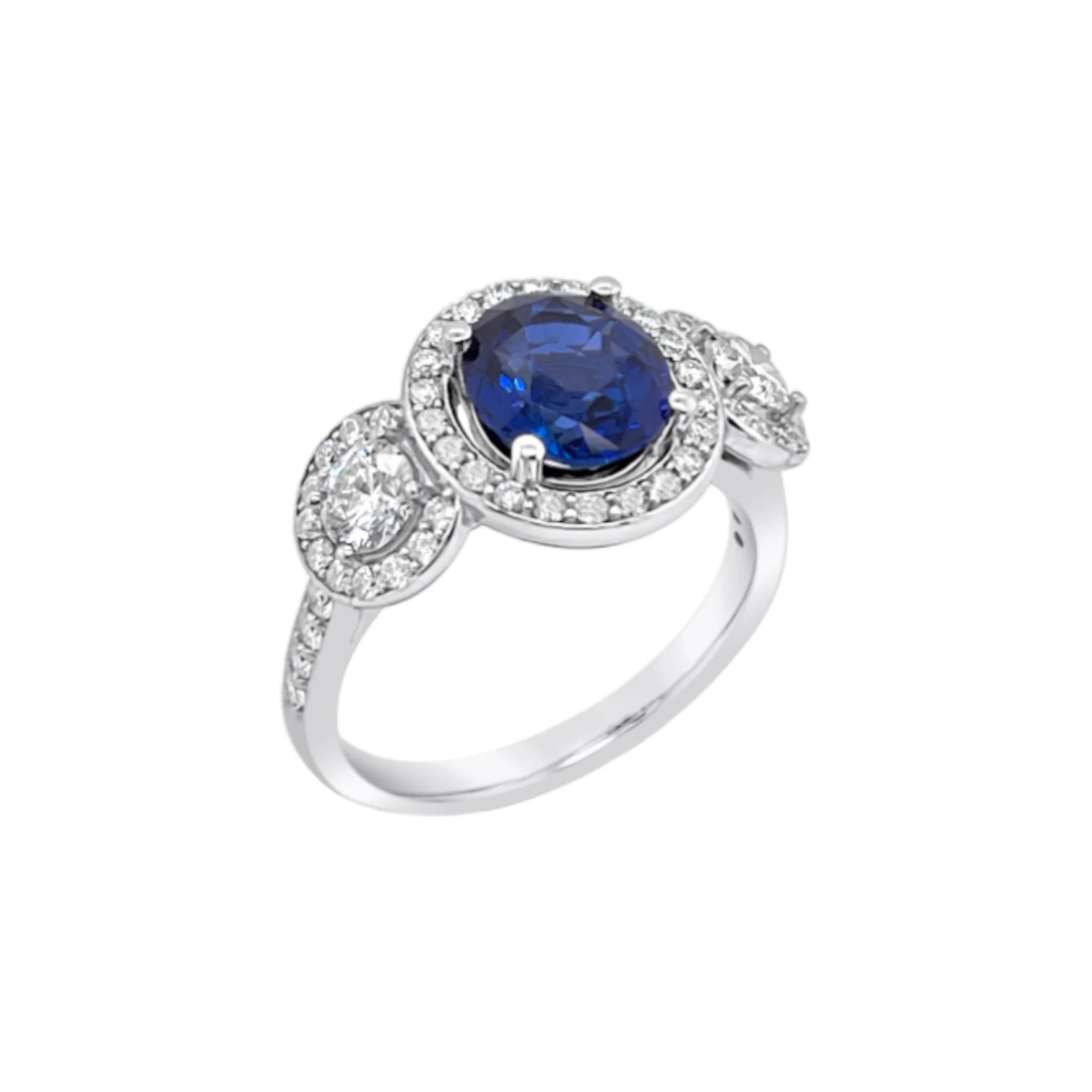 Ceylon Sapphire & Diamond Triple Halo Ring - Image 2