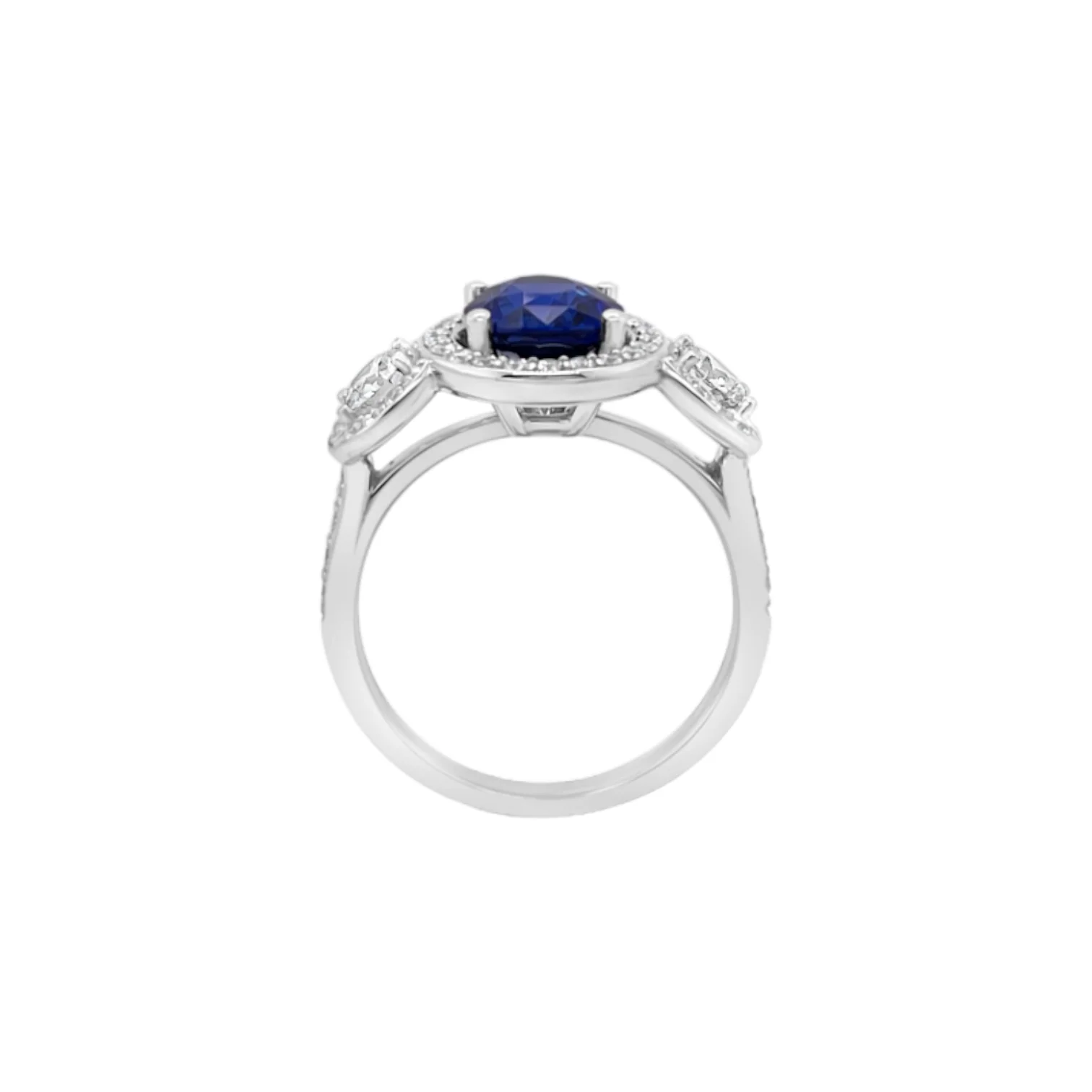Ceylon Sapphire & Diamond Triple Halo Ring - Image 3