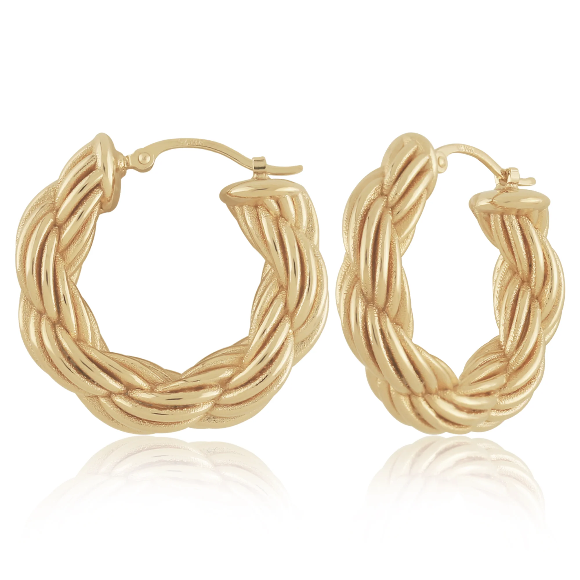 Chunky Puffed Rope Twist Hoop Earrings