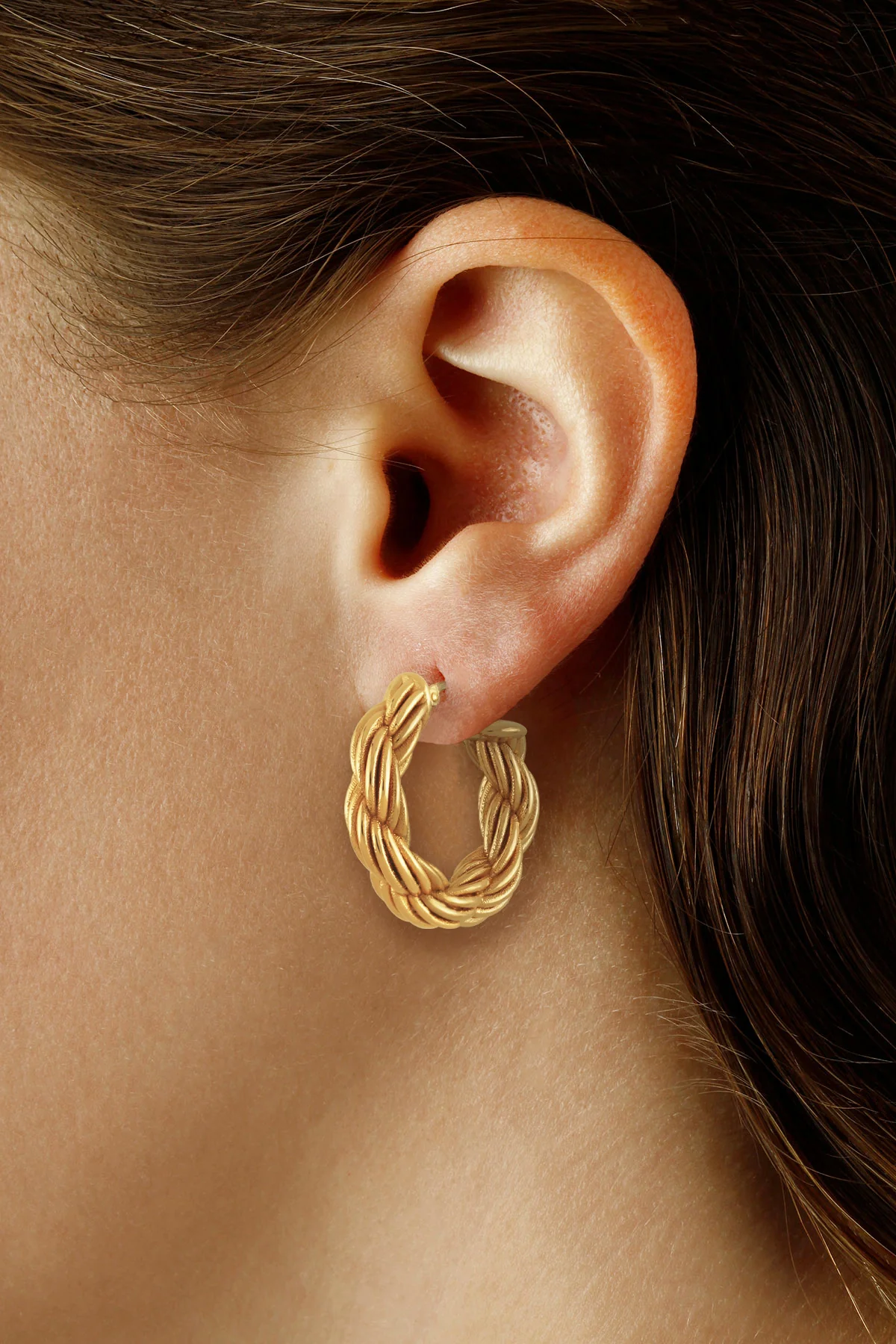 Chunky Puffed Rope Twist Hoop Earrings - Image 2