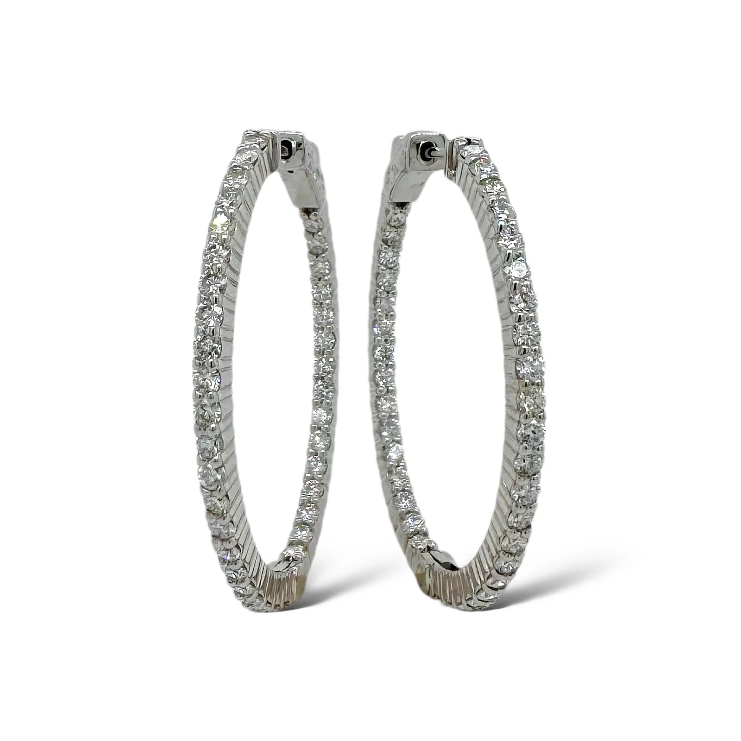 Classic Diamond Inside-Out Oval Hoops