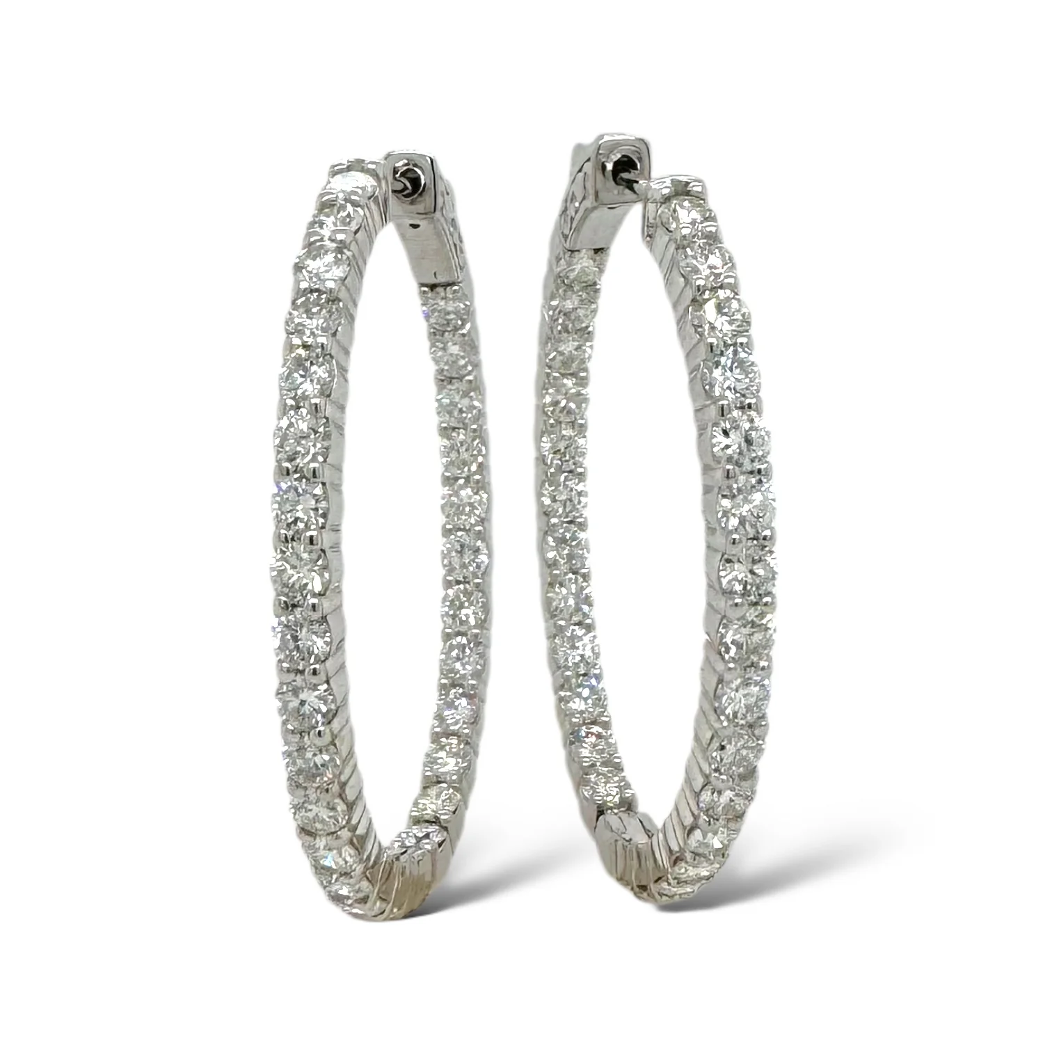 Classic Diamond Inside-Out Oval Hoops - Image 2