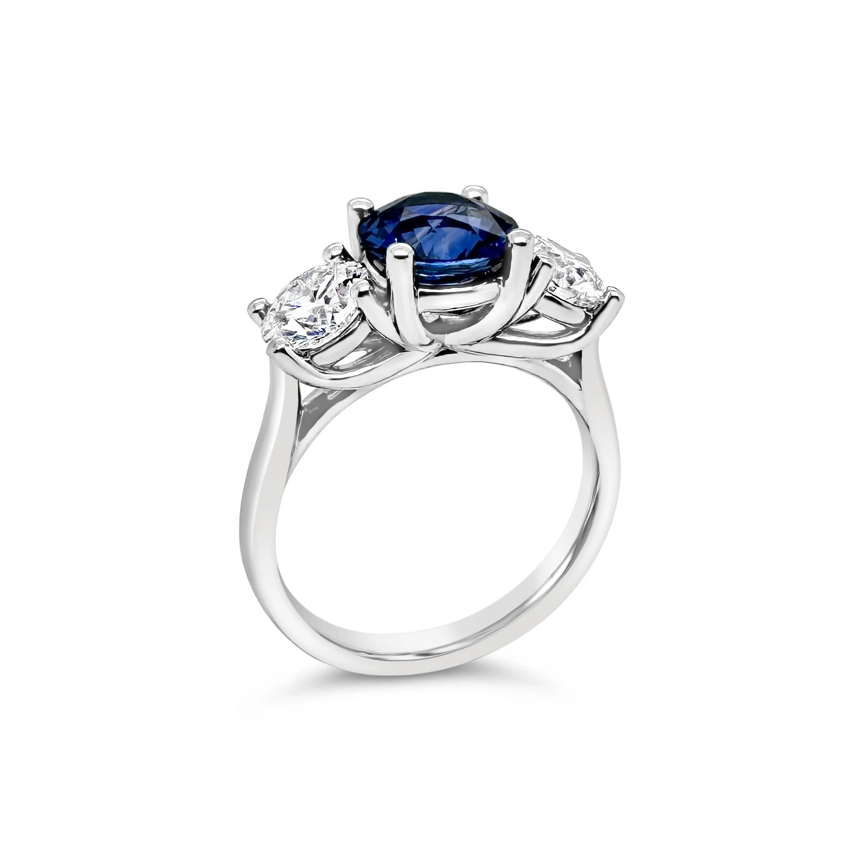 Classic Sapphire & Diamond Three Stone Ring - Image 3