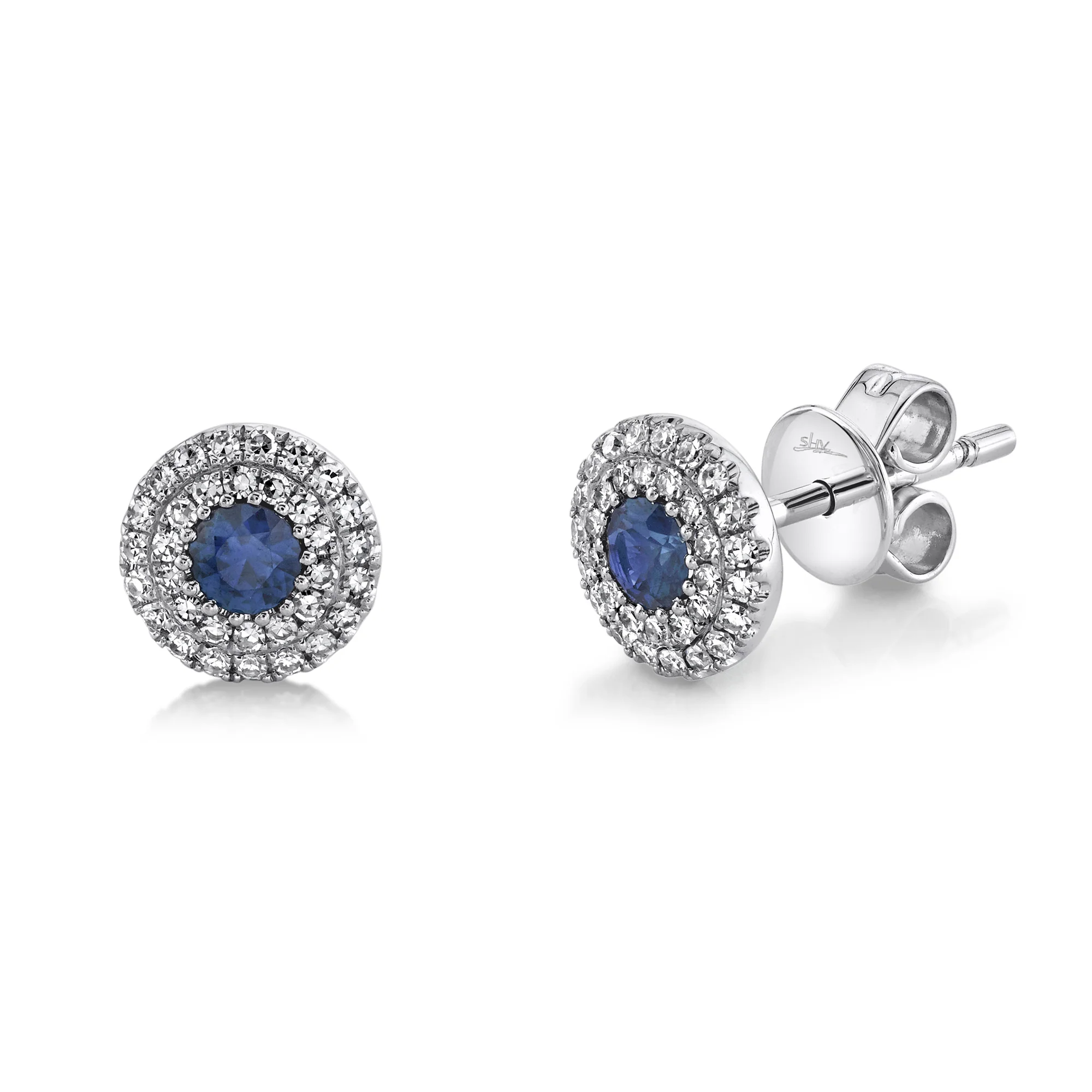 Mini Sapphire & Diamond Halo Studs