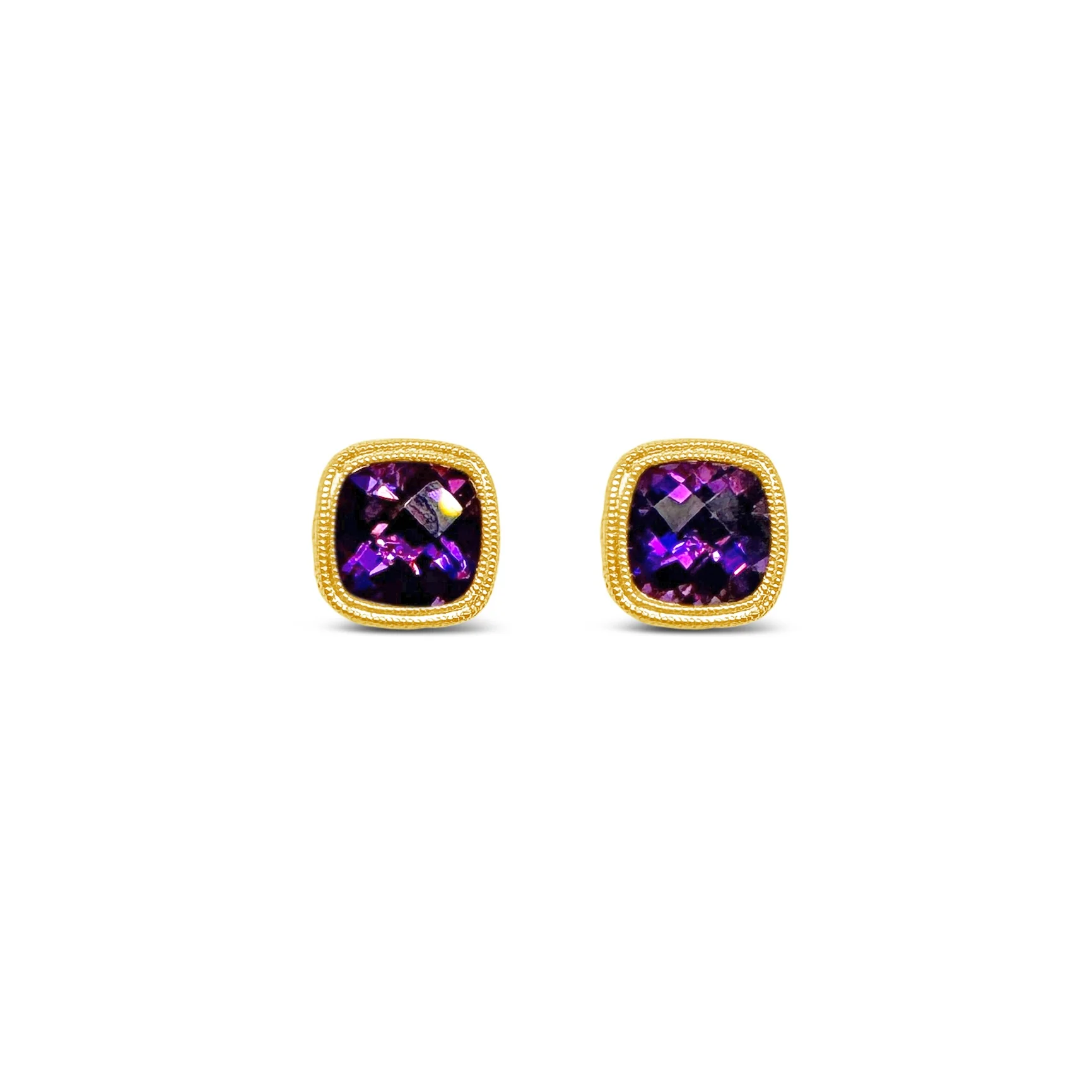 Cushion-Cut Amethyst Bezel Studs