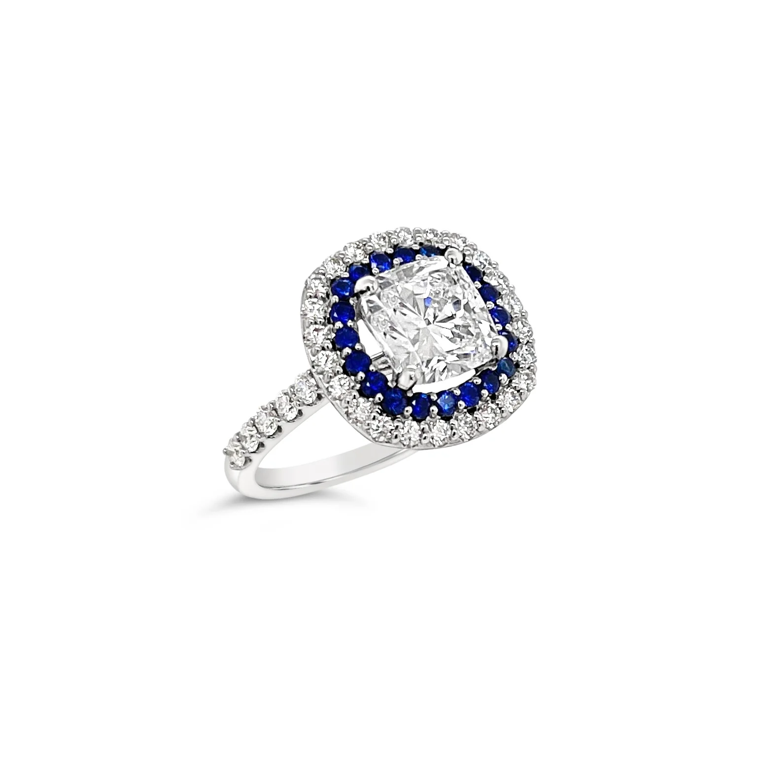 Cushion Cut Diamond Double Halo Engagement Ring - Image 3
