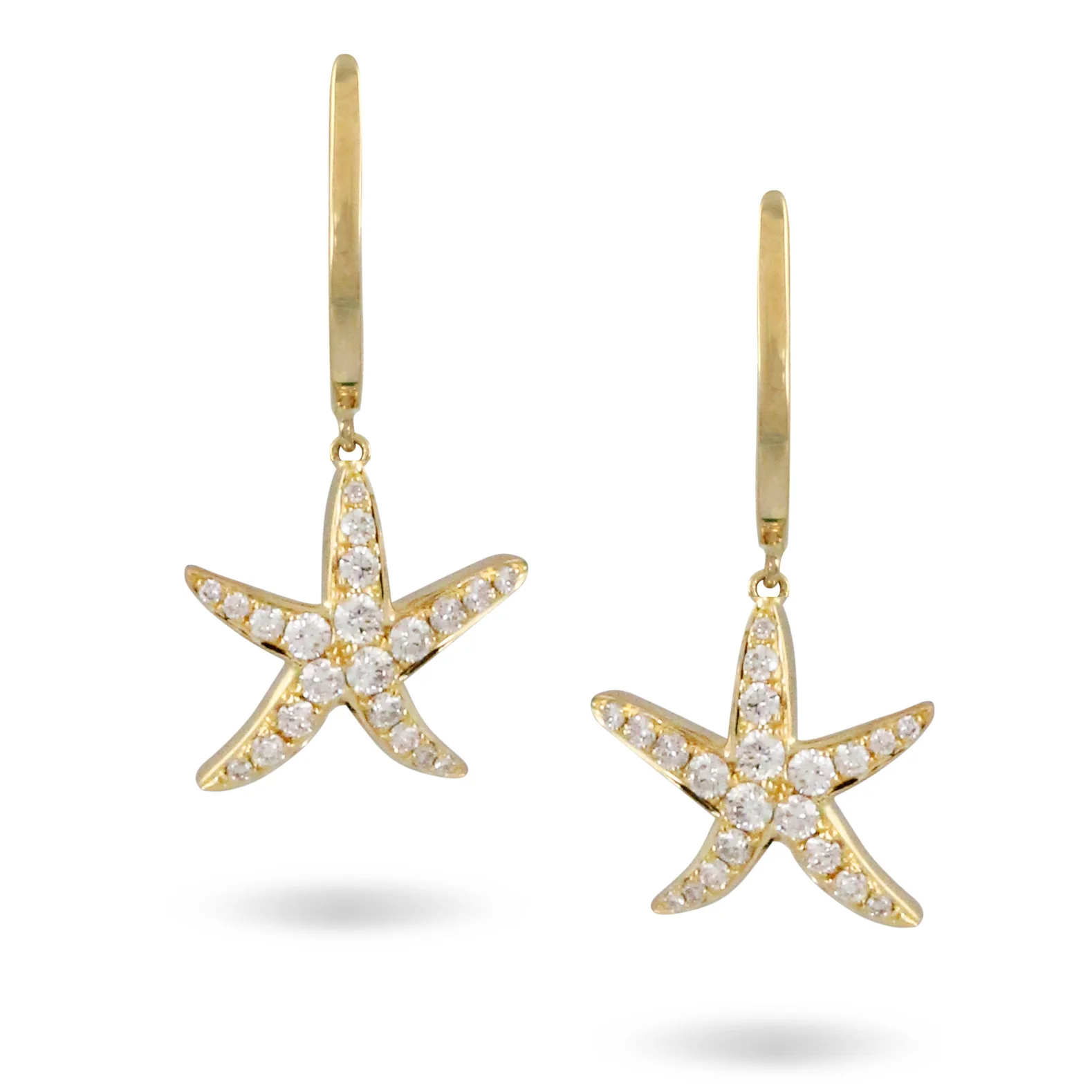 Dancing Pavé Diamond Starfish Drop Earrings