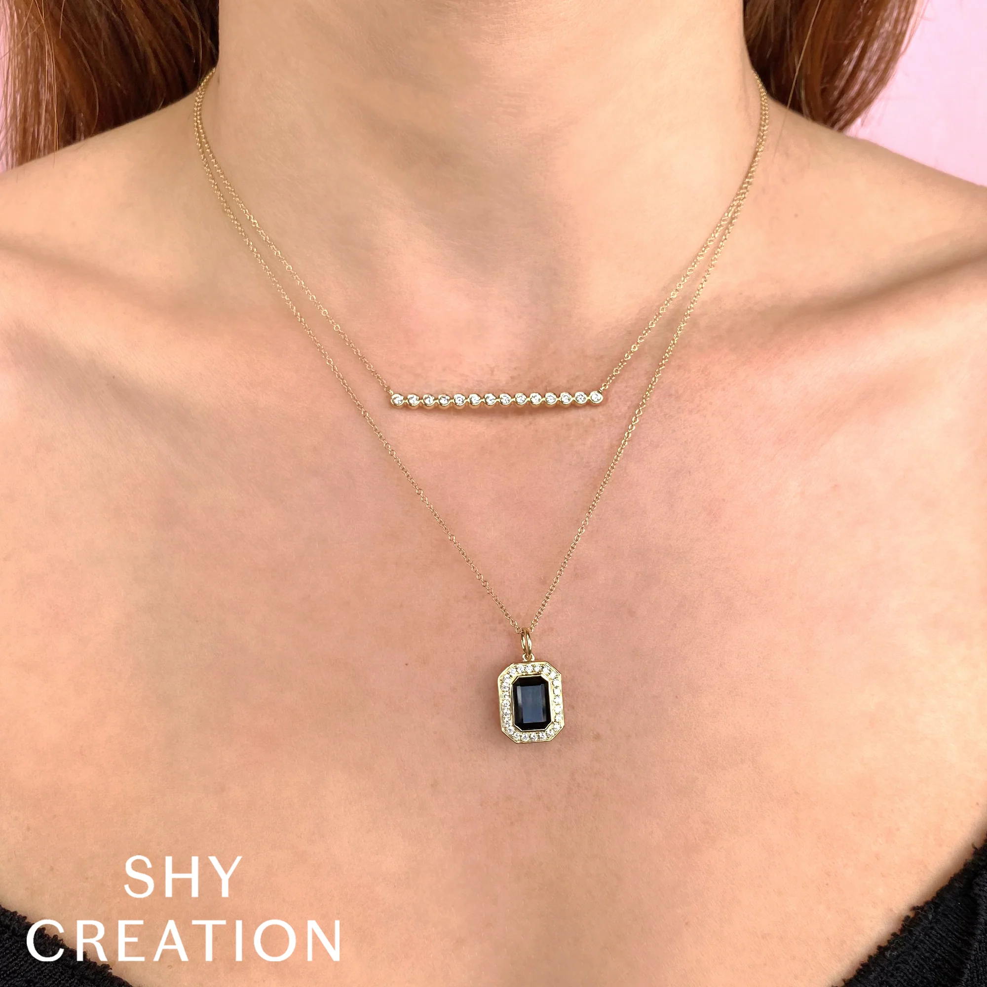 Diamond Bezel Bar Necklace - Image 2