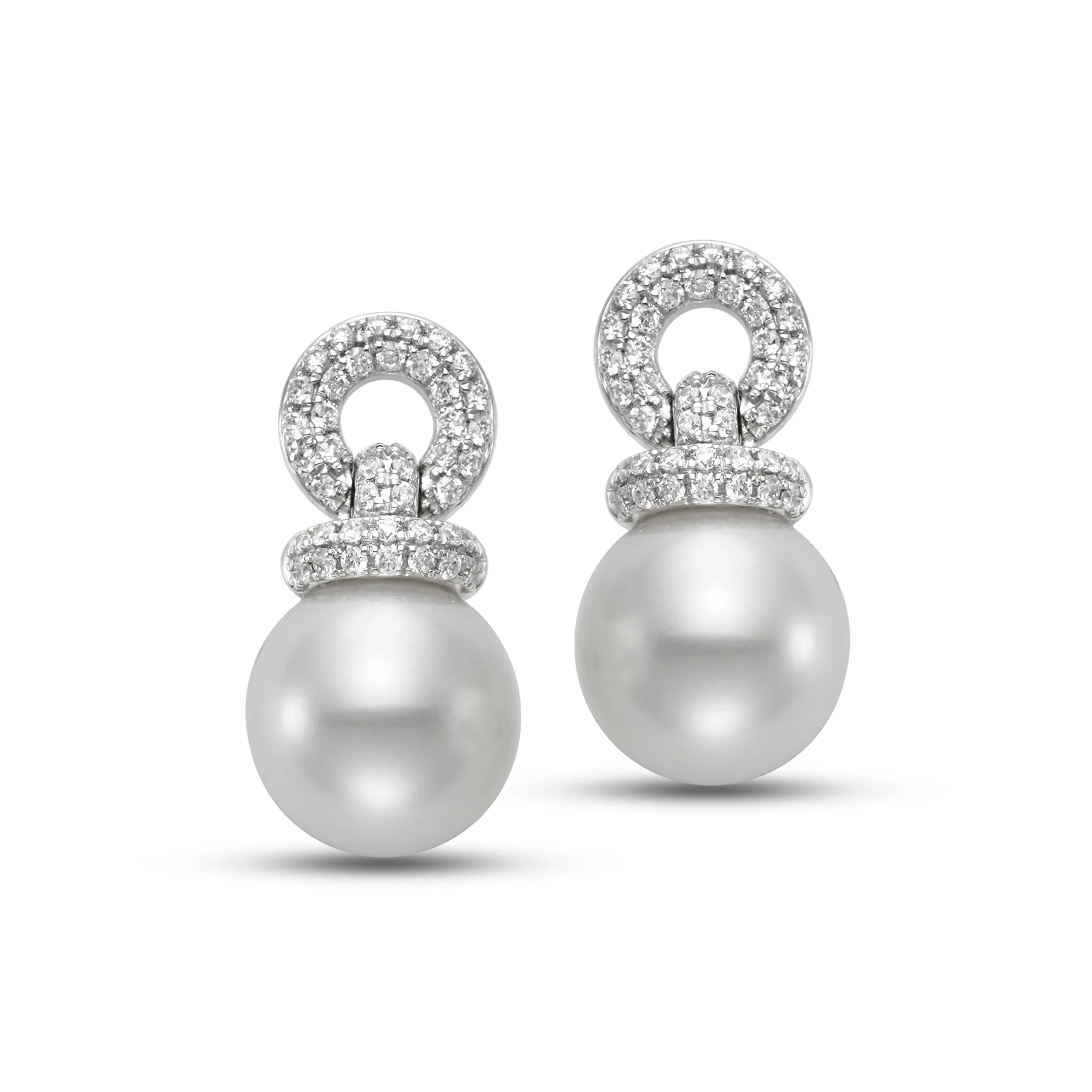 Diamond Doorknocker Freshwater Pearl Earrings