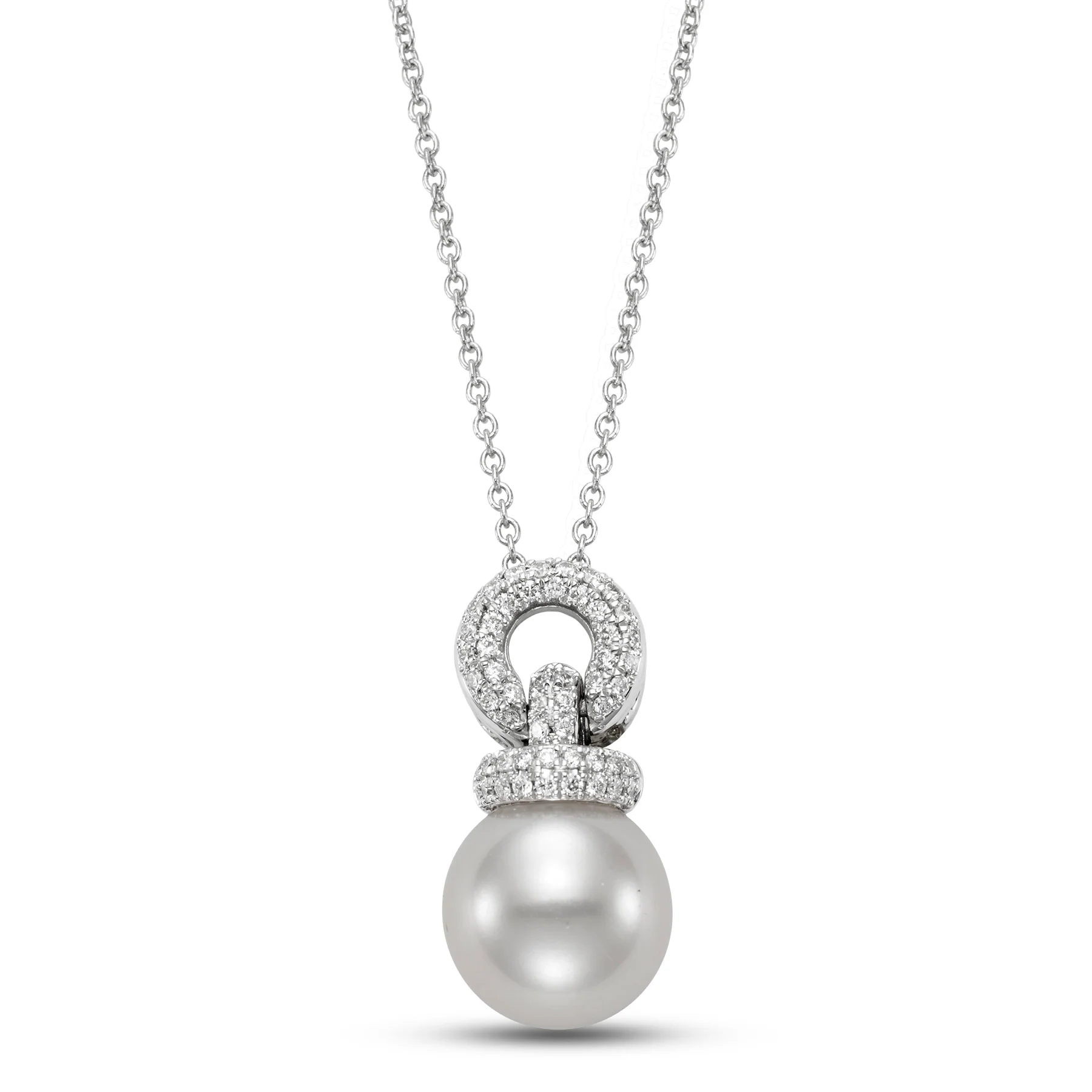 Diamond Doorknocker Freshwater Pearl Pendant Necklace