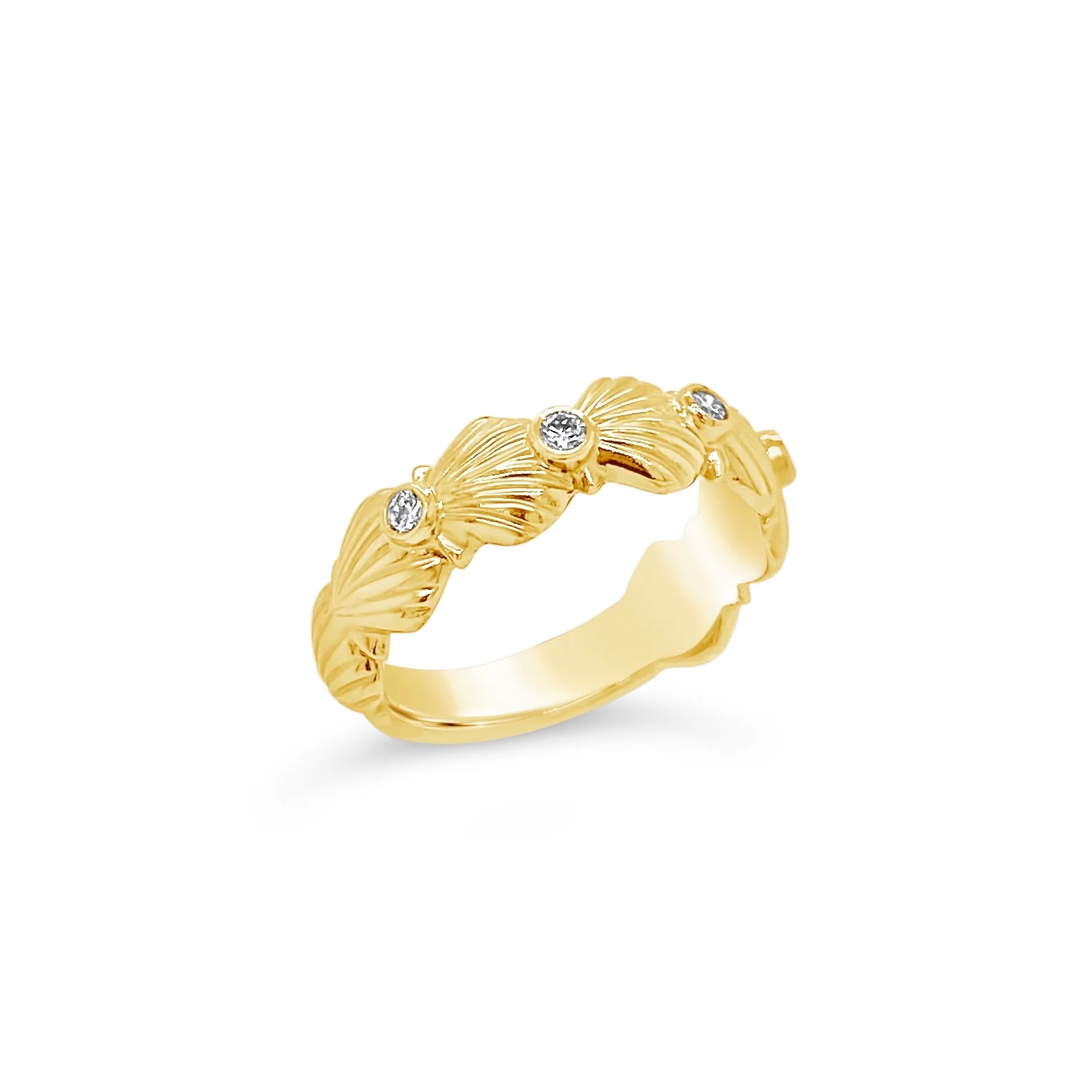 Diamond Scallop Shell Band Ring - Image 2
