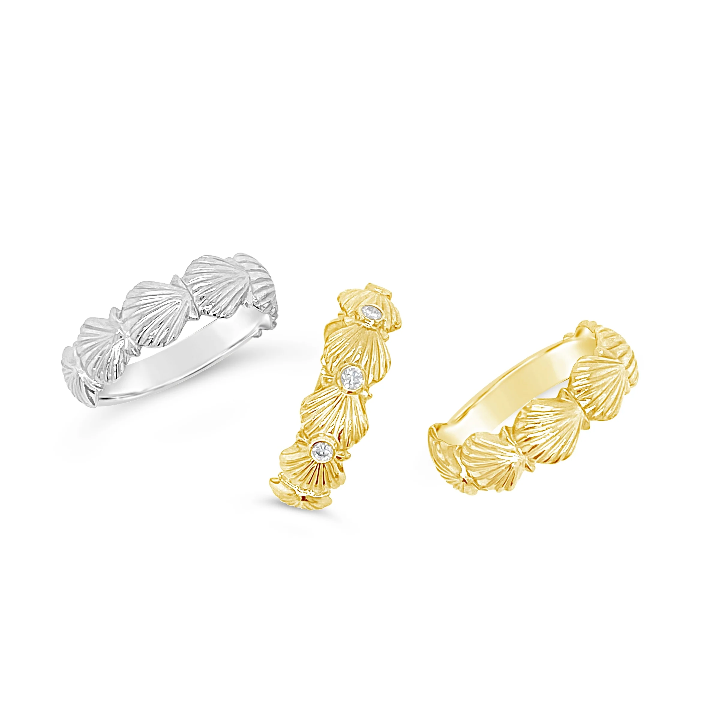 Diamond Scallop Shell Band Ring - Image 5