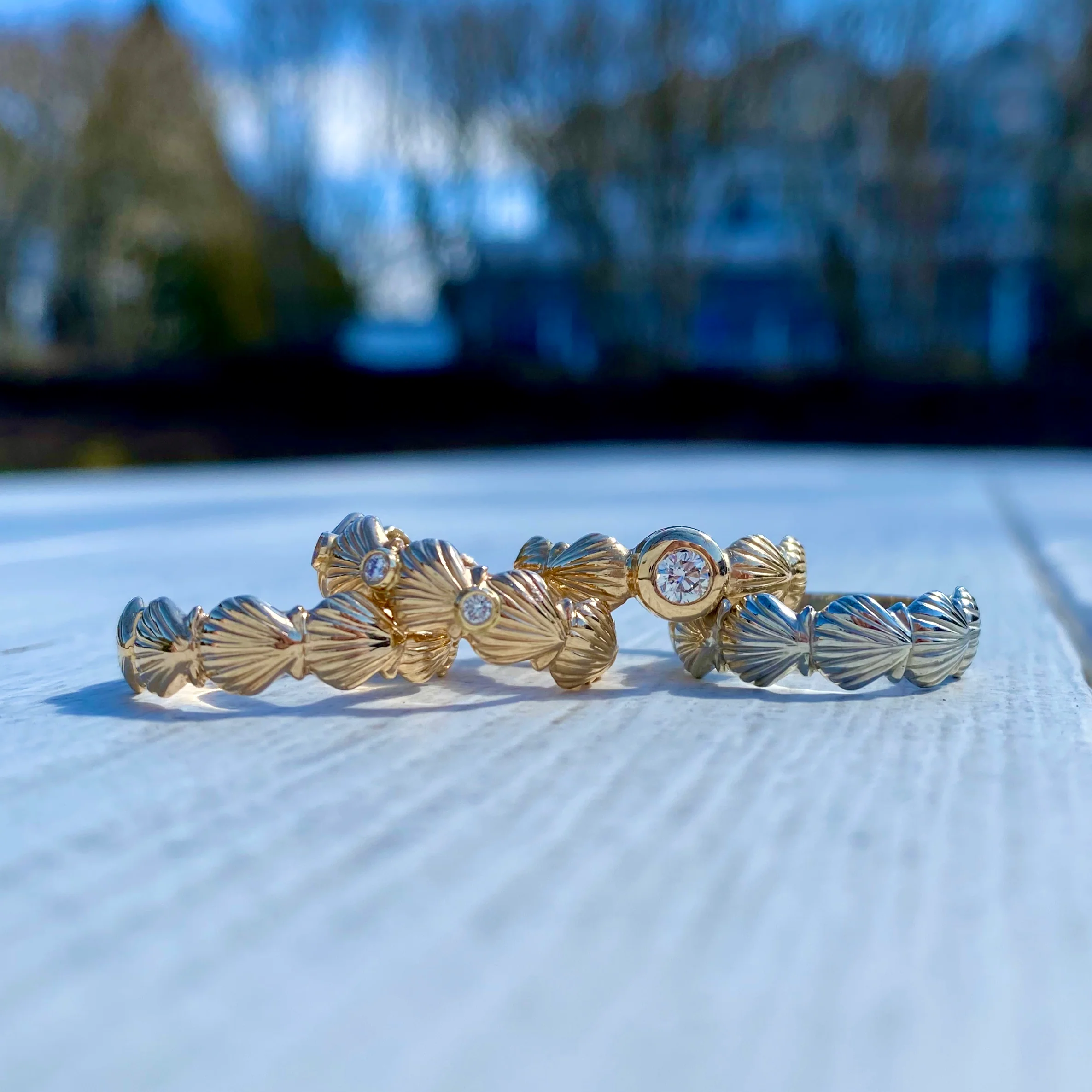 Diamond Scallop Shell Band Ring - Image 6