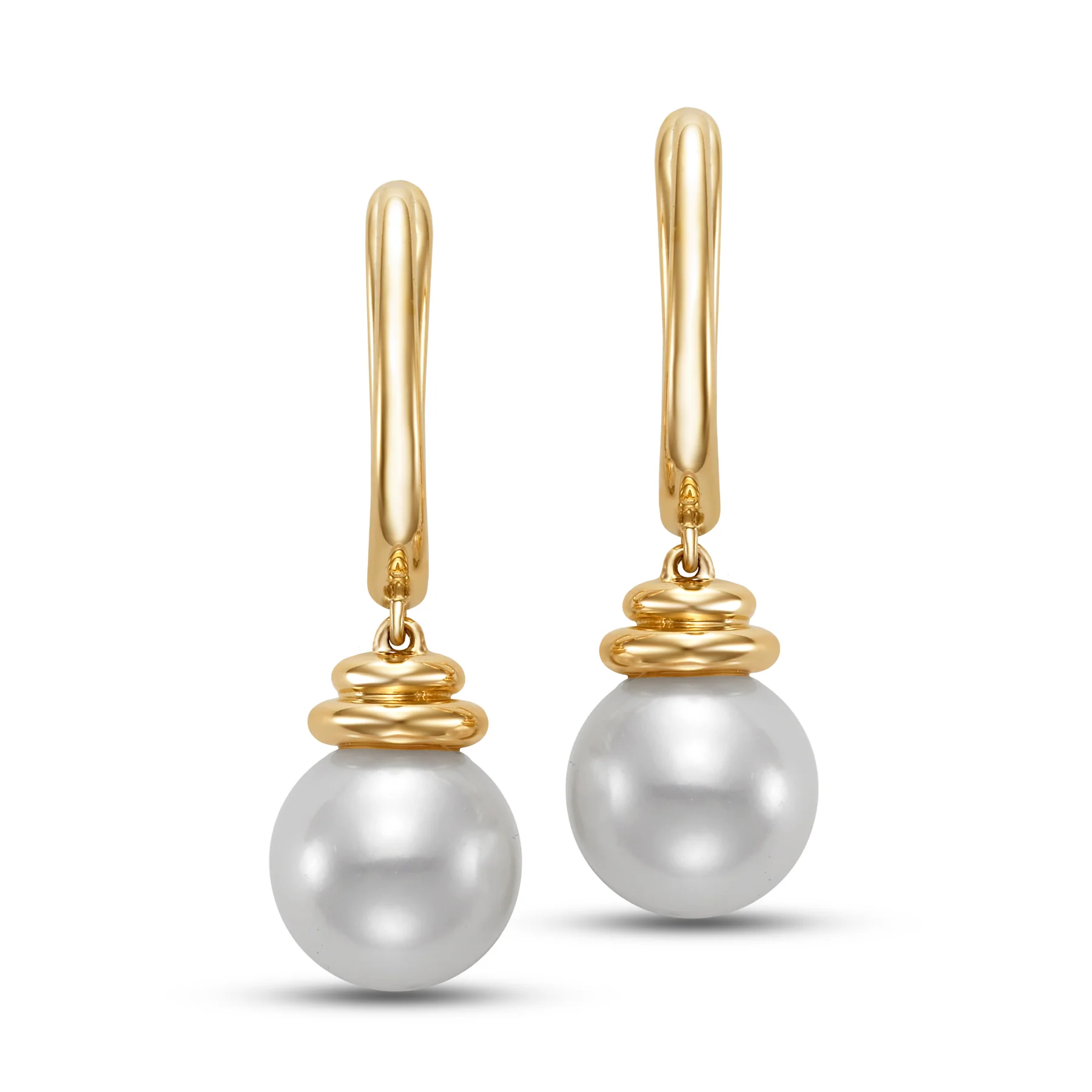 Double Capped Freshwater Pearl Hinged Drop Earrings