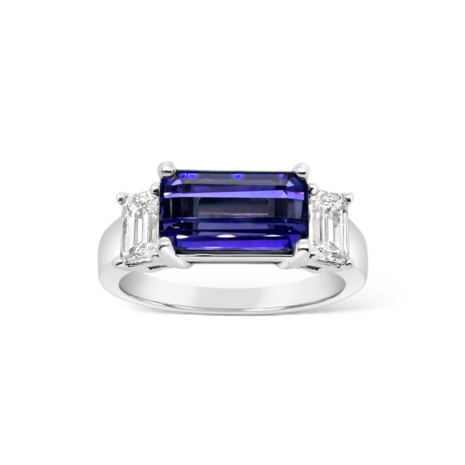 East-West Tanzanite & Diamond Ring