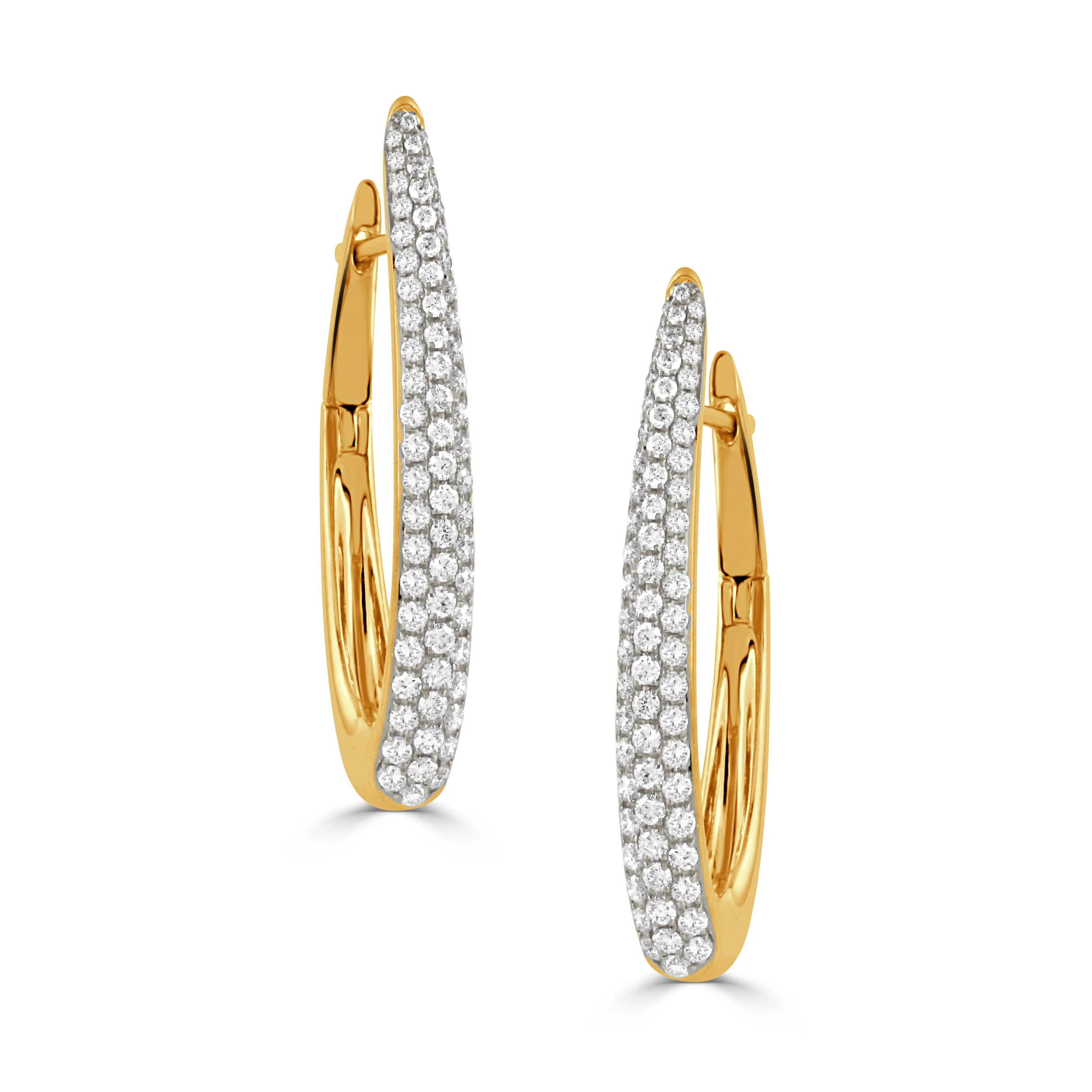 Elongated Pavé Diamond Oval Hoop Earrings