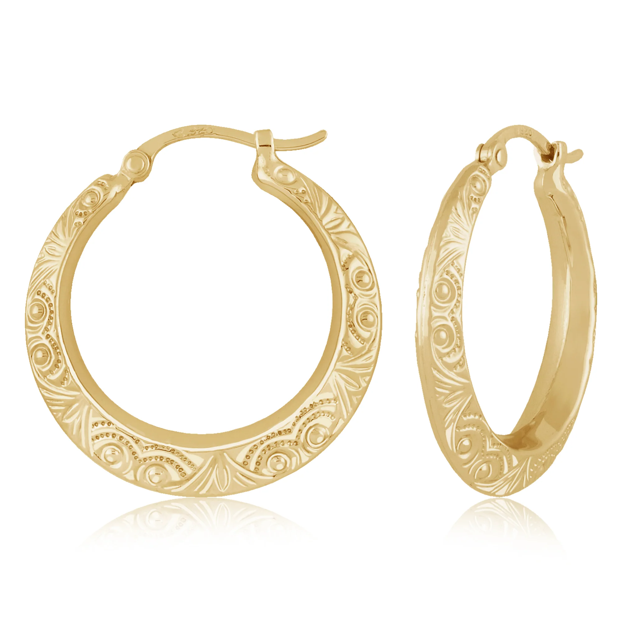 Embossed Design Hoop Earrings