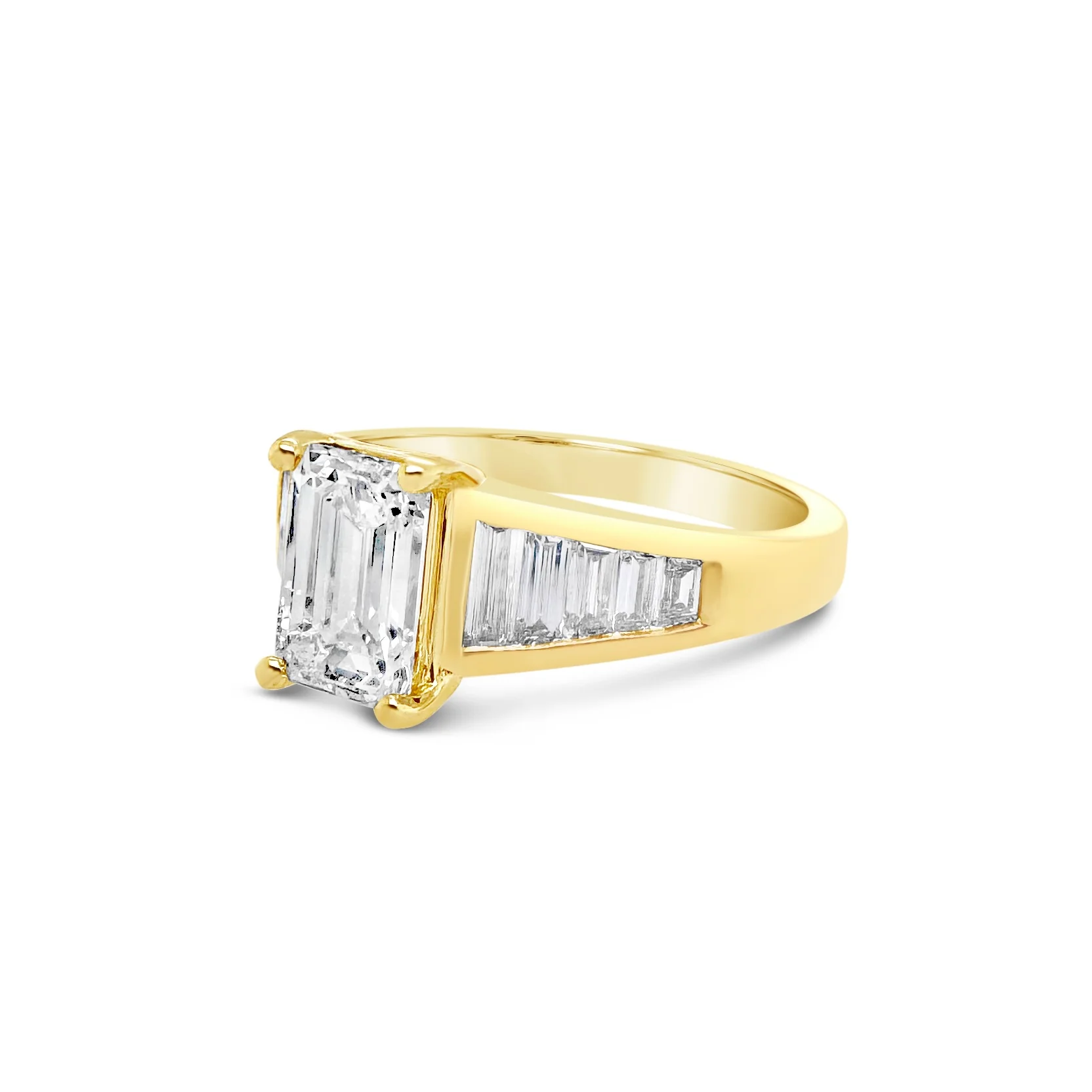 Emerald-Cut & Graduated Trapezoid Diamond Modern Engagement Ring - 1.73 CTW - Image 3